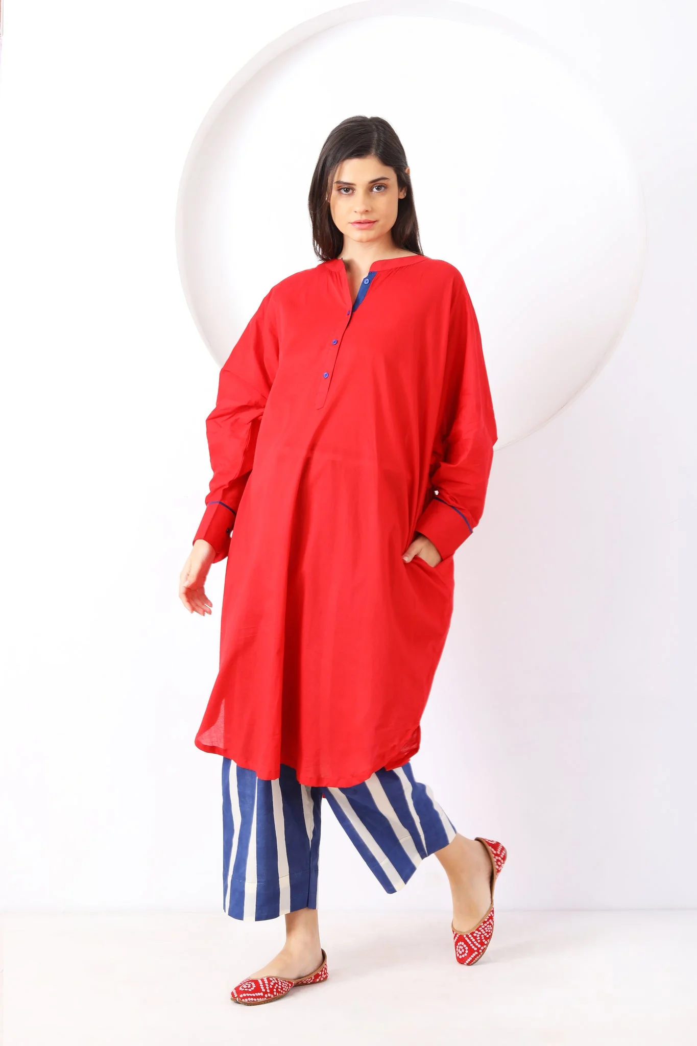 Dhaari Co-ord Set - Red - Image 5