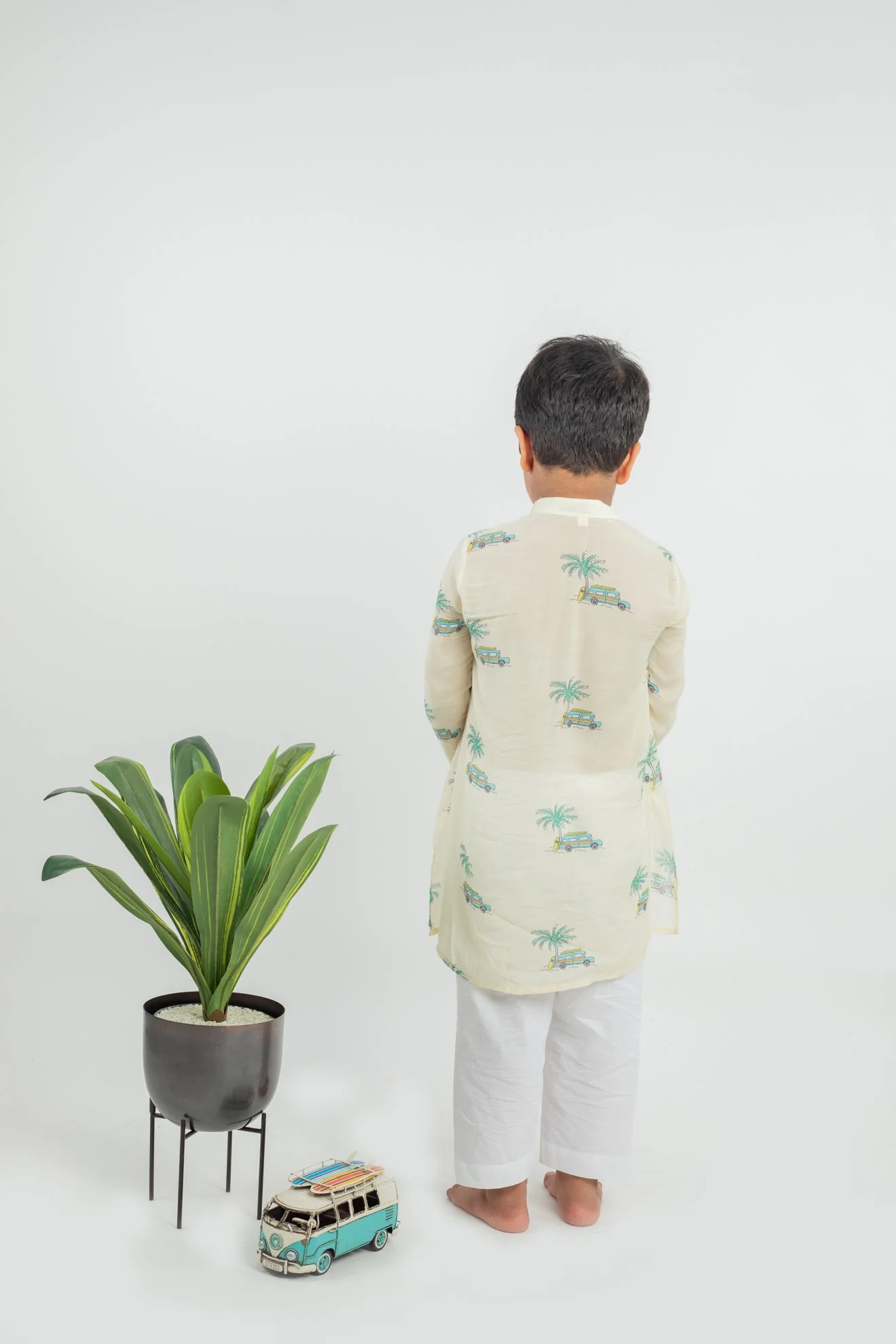 Digital Print Muslin Kurta Pajama In Yellow - Image 3