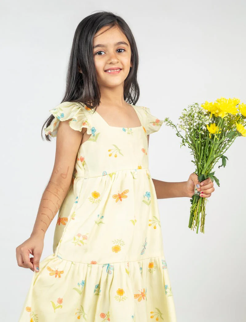 Dragon Fly & Flower Printed Tier Dress - Image 2