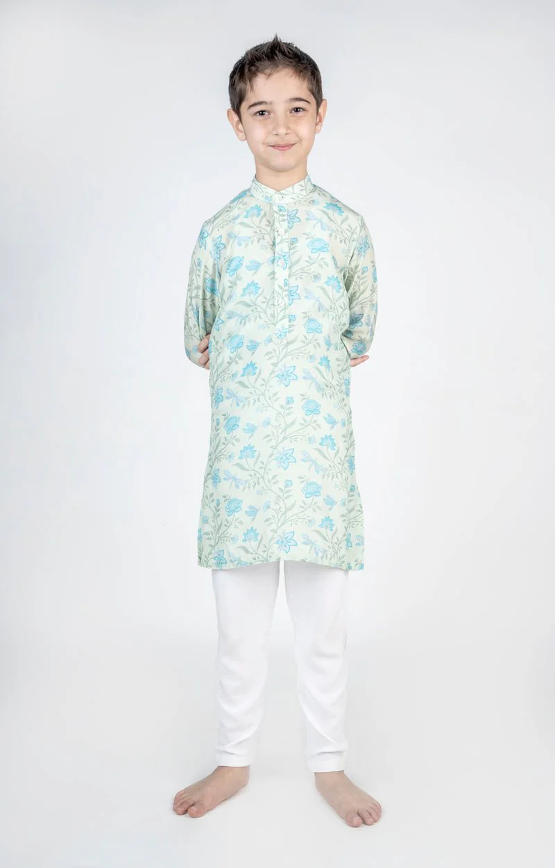 Dragon Fly Green Jaal Printed Kurta Set