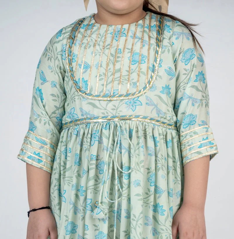 Dragon Fly Printed Muslin Lace Dress - Image 3