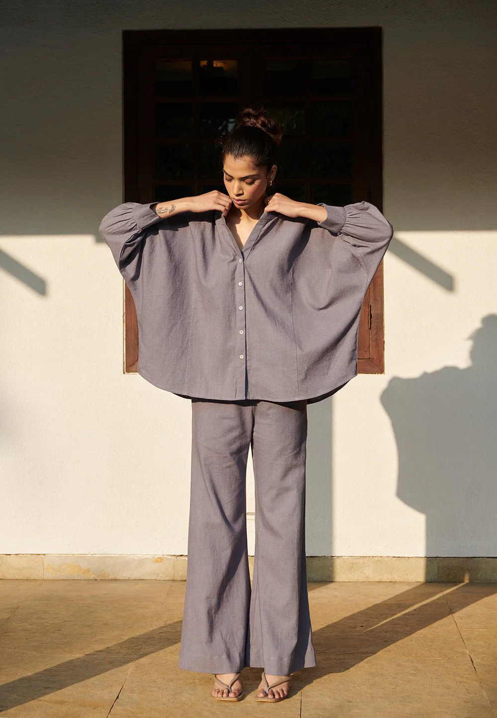 Dusk Co-Linen Dolman Shirt Set - Image 6