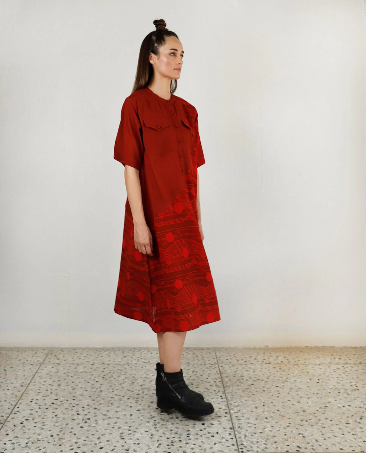 Fluid Red Pocket Dress - Image 4