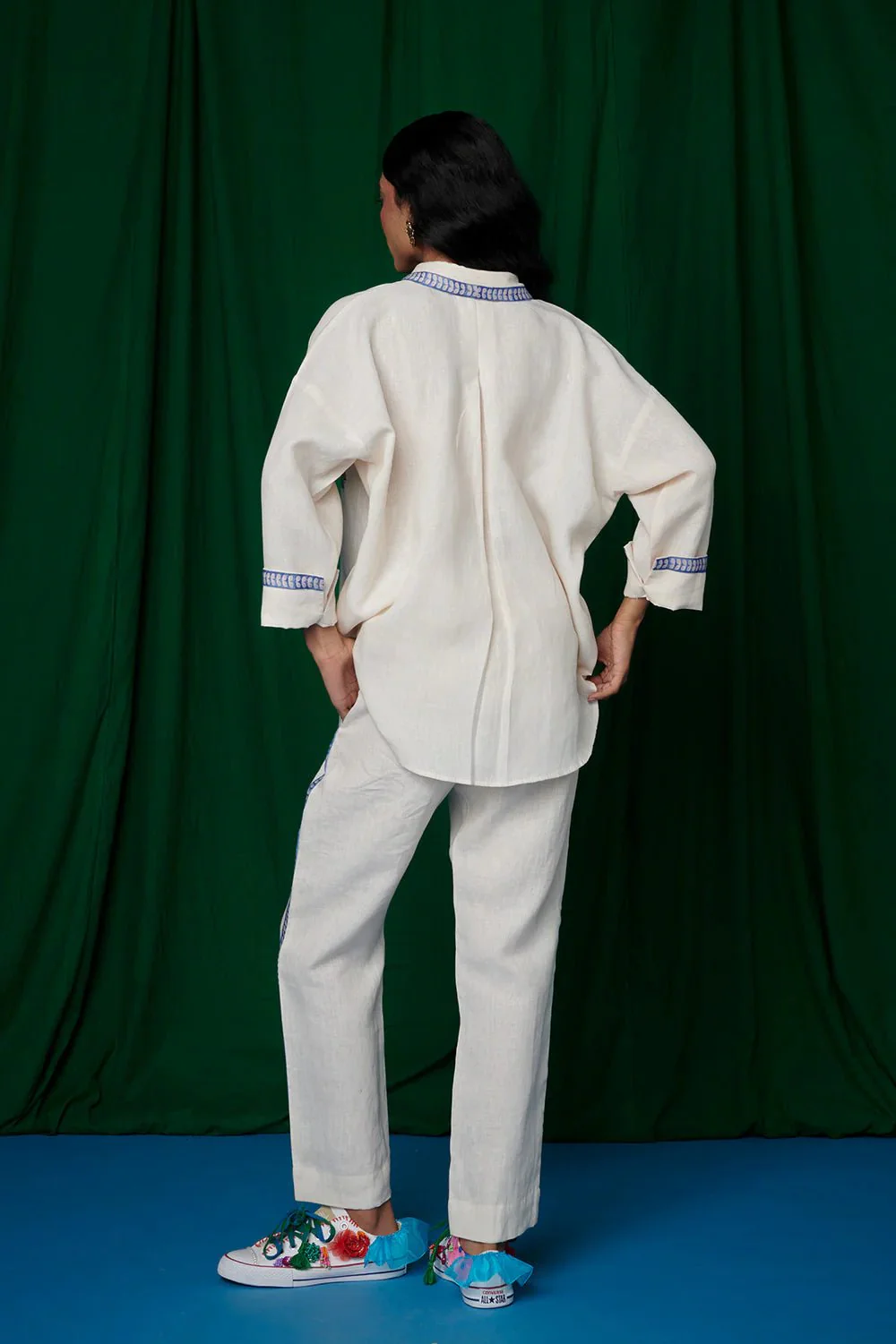 Foliage Linen Oversized Flared Shirt - Image 6
