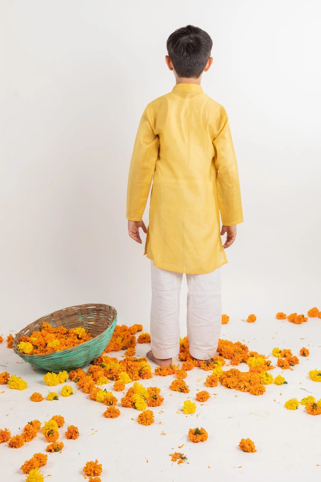 Full Sleeve Yellow Embroidered Kurta Set - Image 3