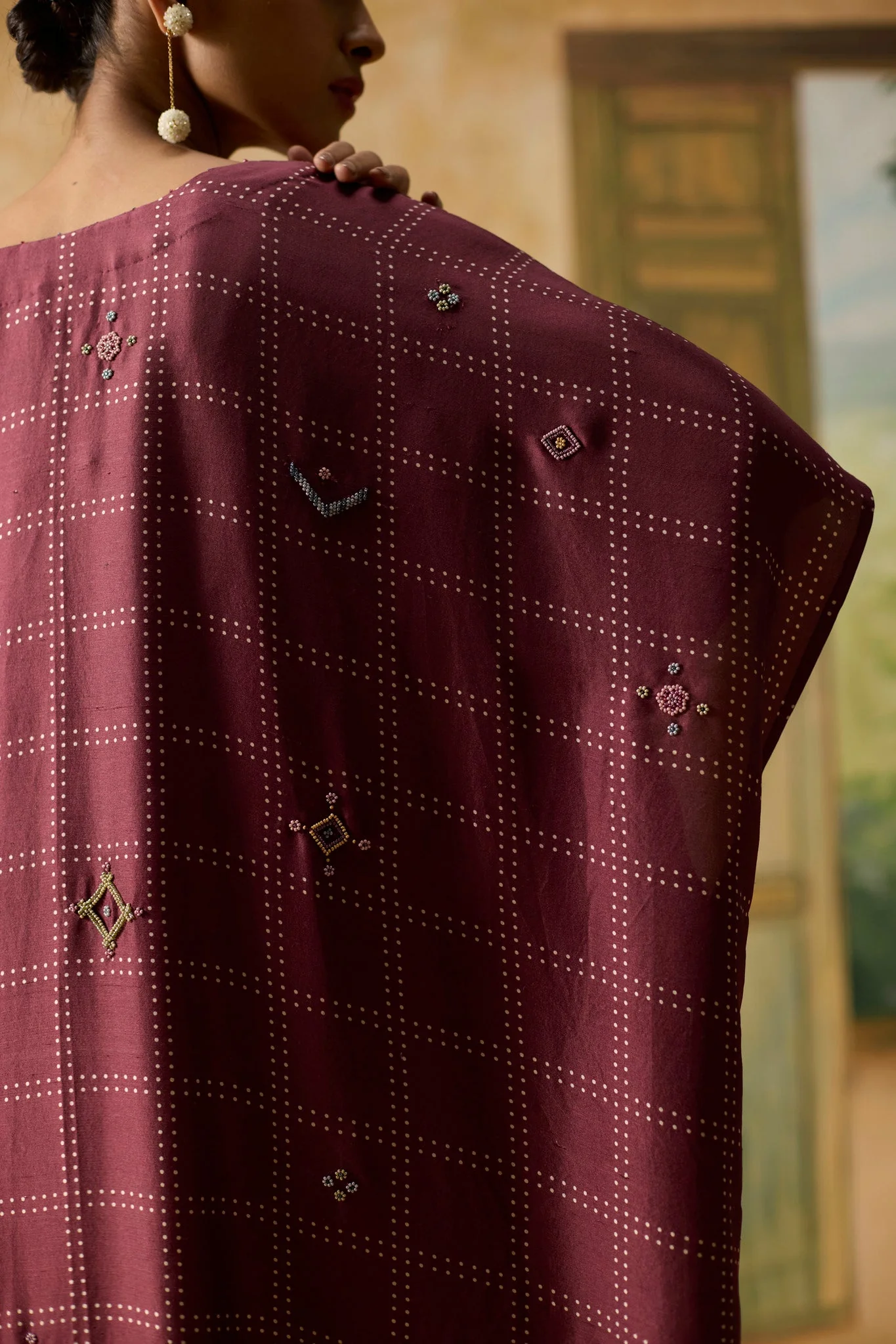 Garnet Kaftan Set - Burgundy - Image 3