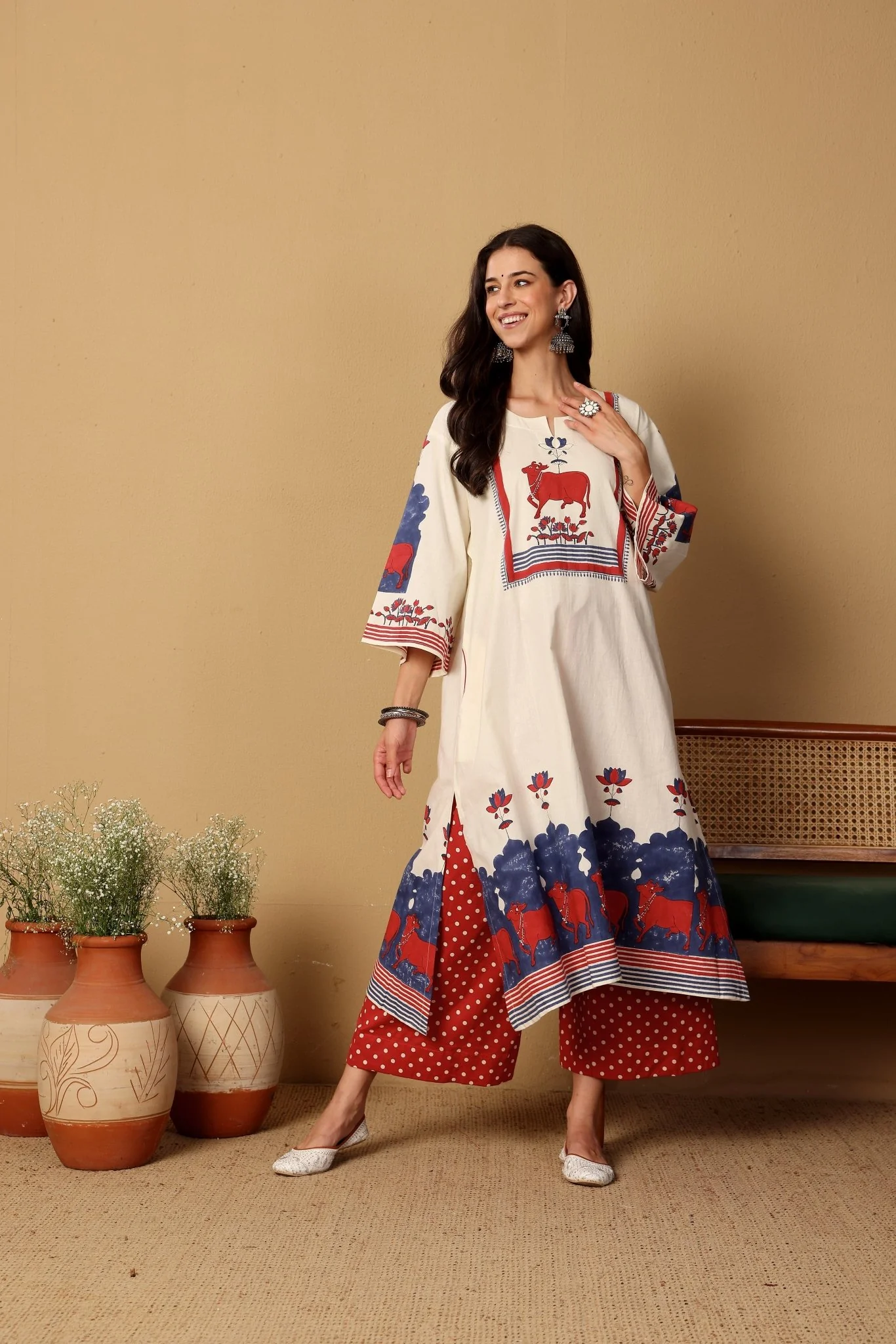 Gauri Set - Red and White