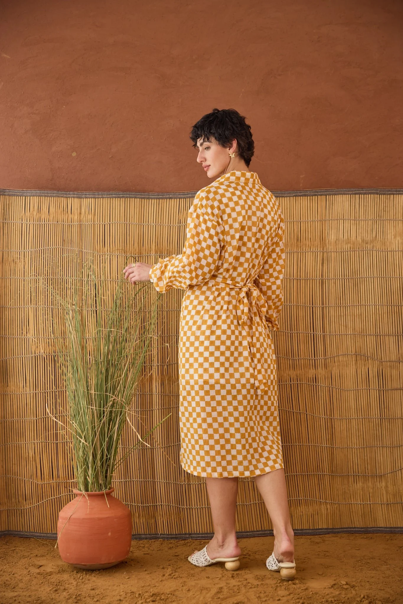 Golden Hour Gingham Shirt Dress - Image 5