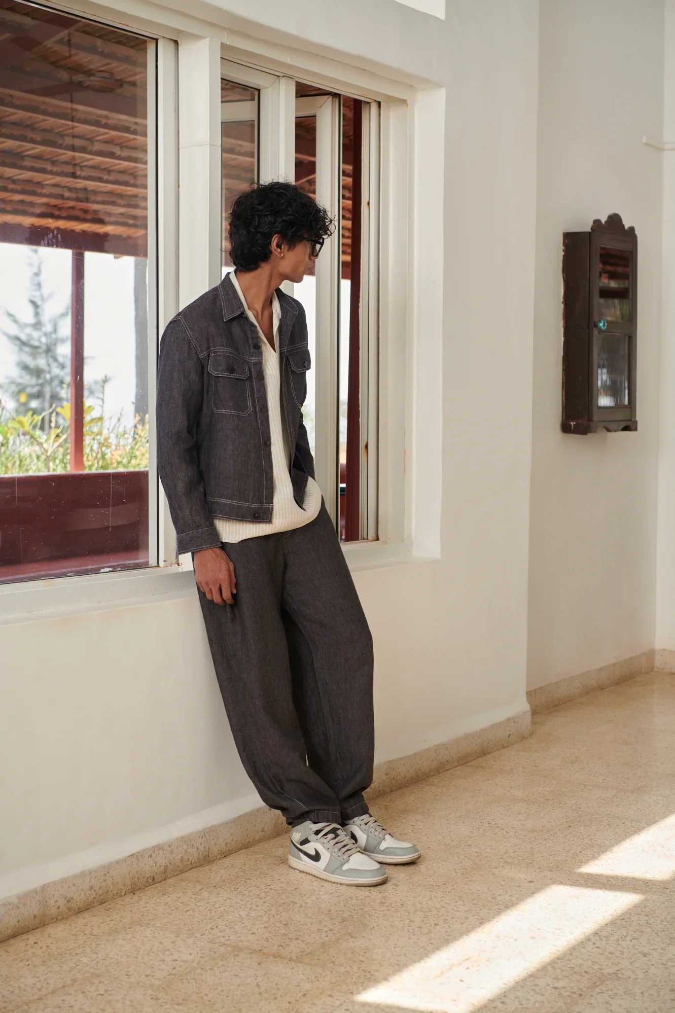 Graphite Linen Men's Jacket & Jogger Set - Image 2