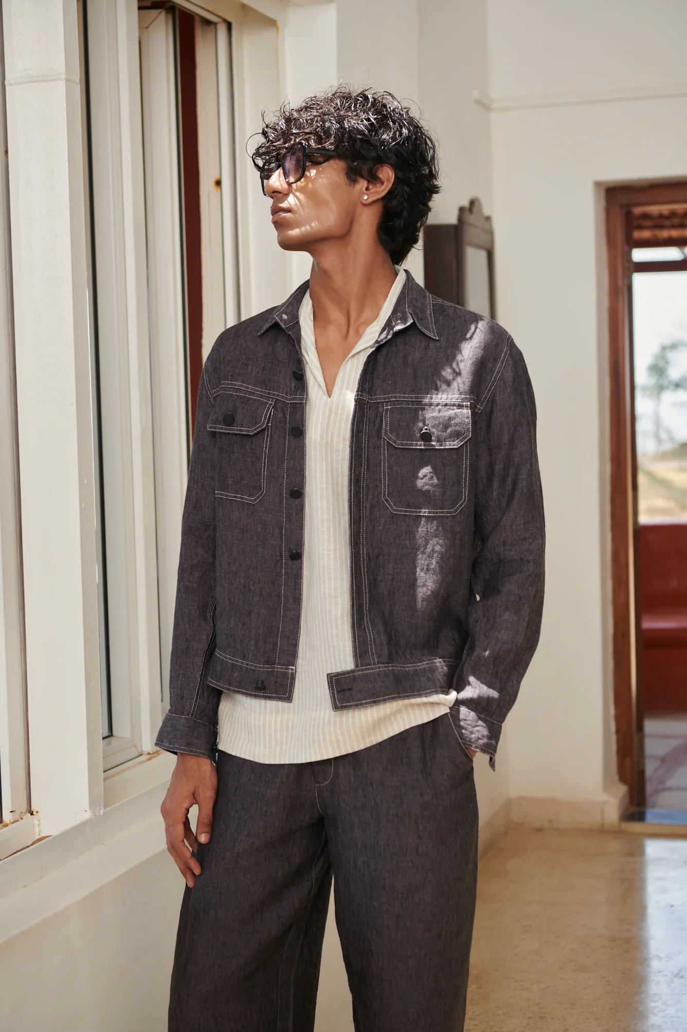 Graphite Linen Men's Jacket & Jogger Set - Image 4