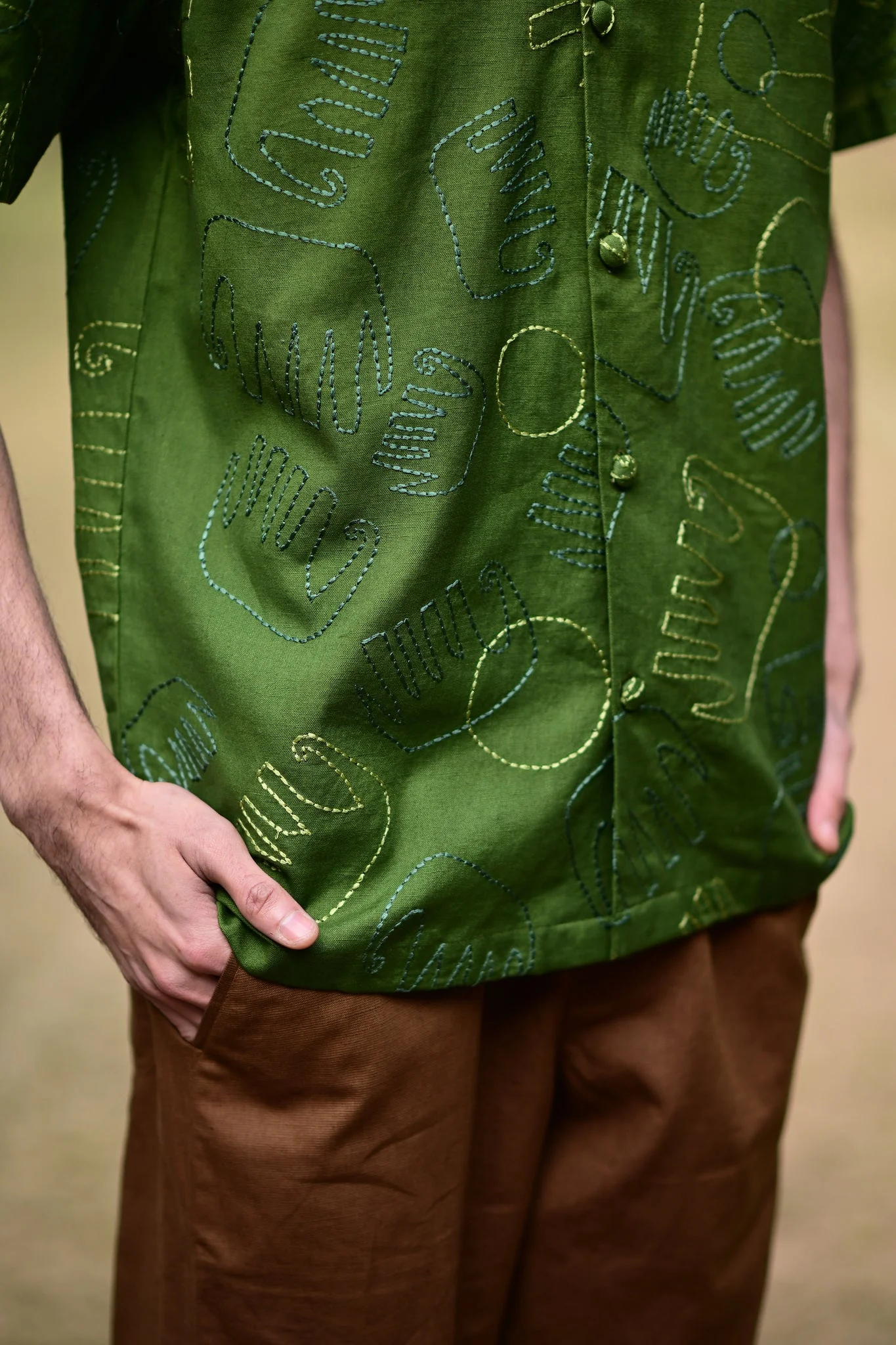 Green Embroidered Shirt - Image 3