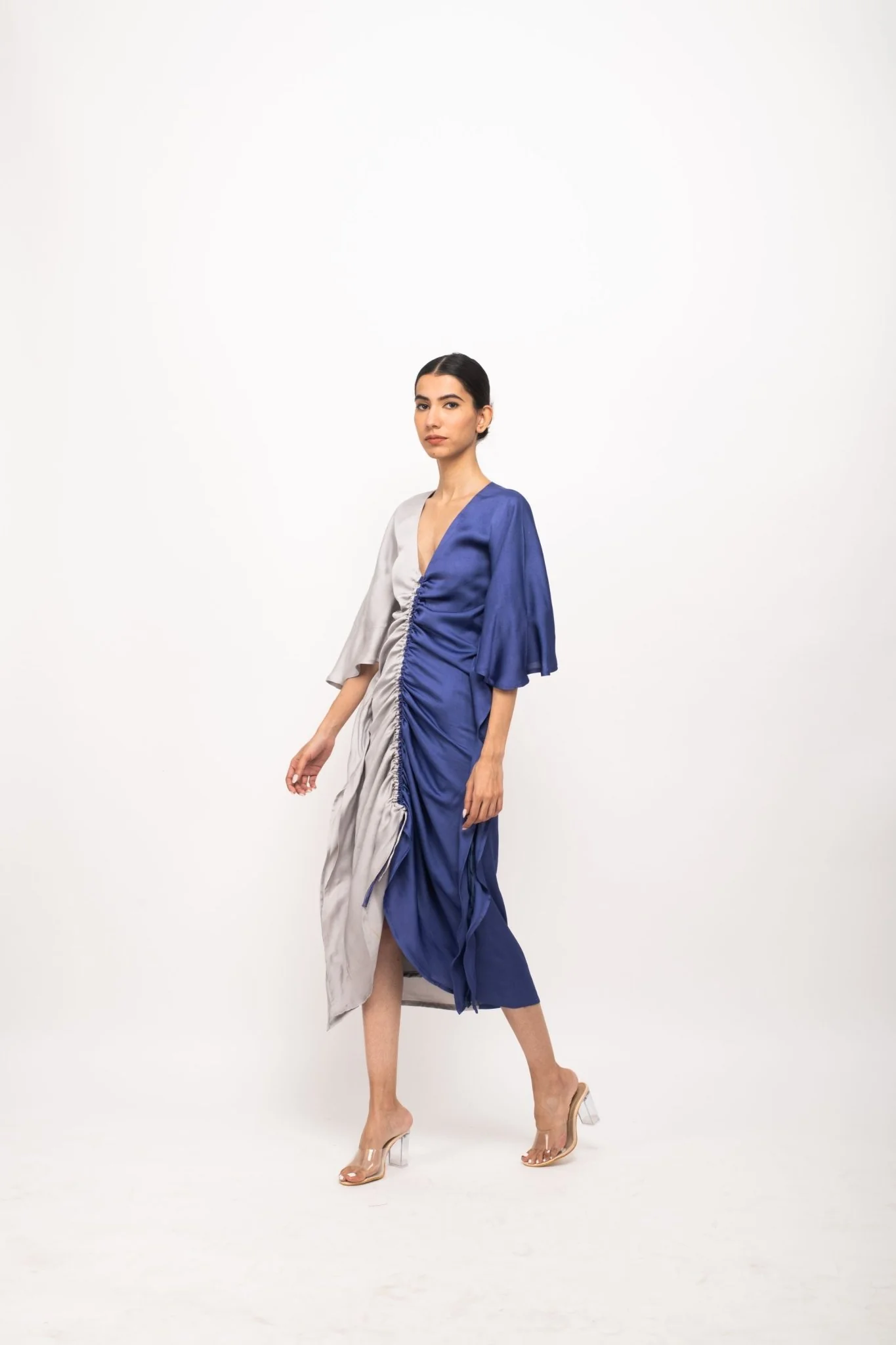 Grey-Blue Kaftan Bodycon Dress - Image 4