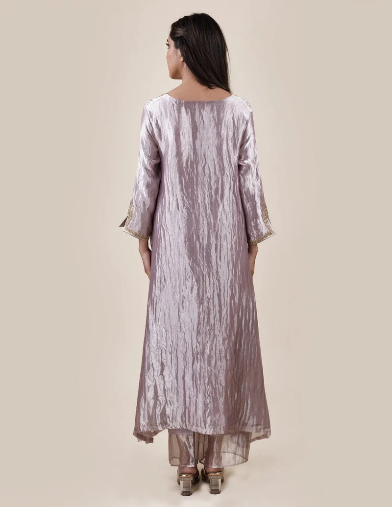 Grey Tissue - A-line Kurta Set - Image 2