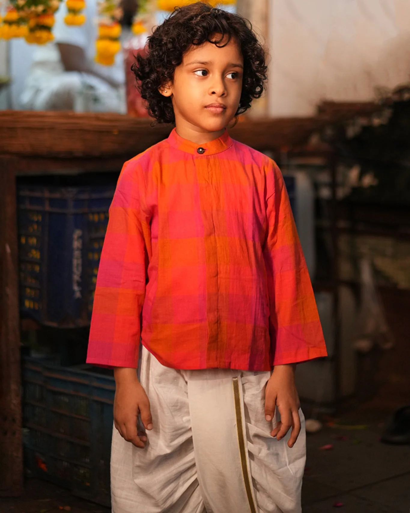 Gulmohar Cotton Checkered Full Sleeve Jacket Shirt - Image 5