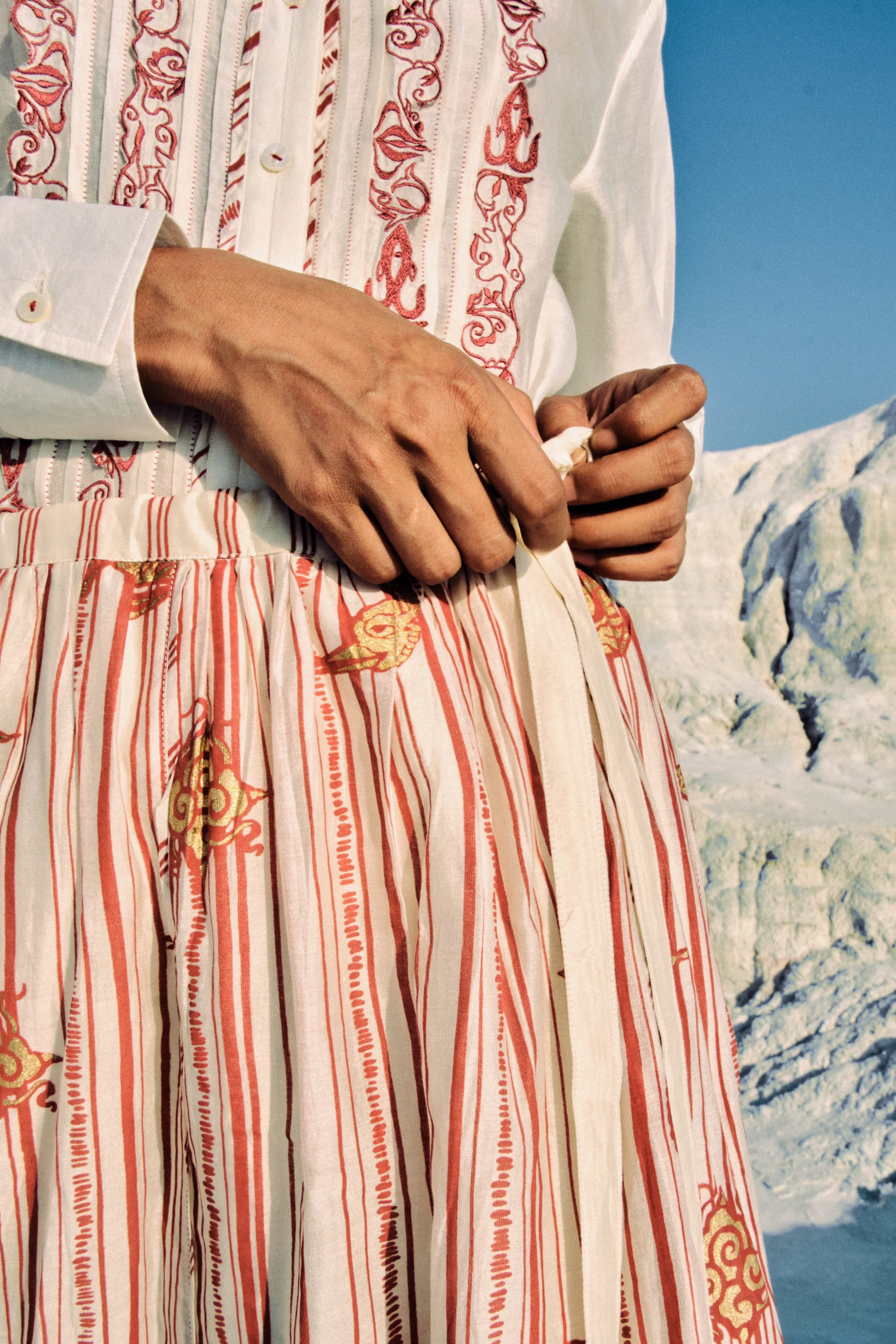 ⁠Htami Drawstring Panelled Skirt - Image 2