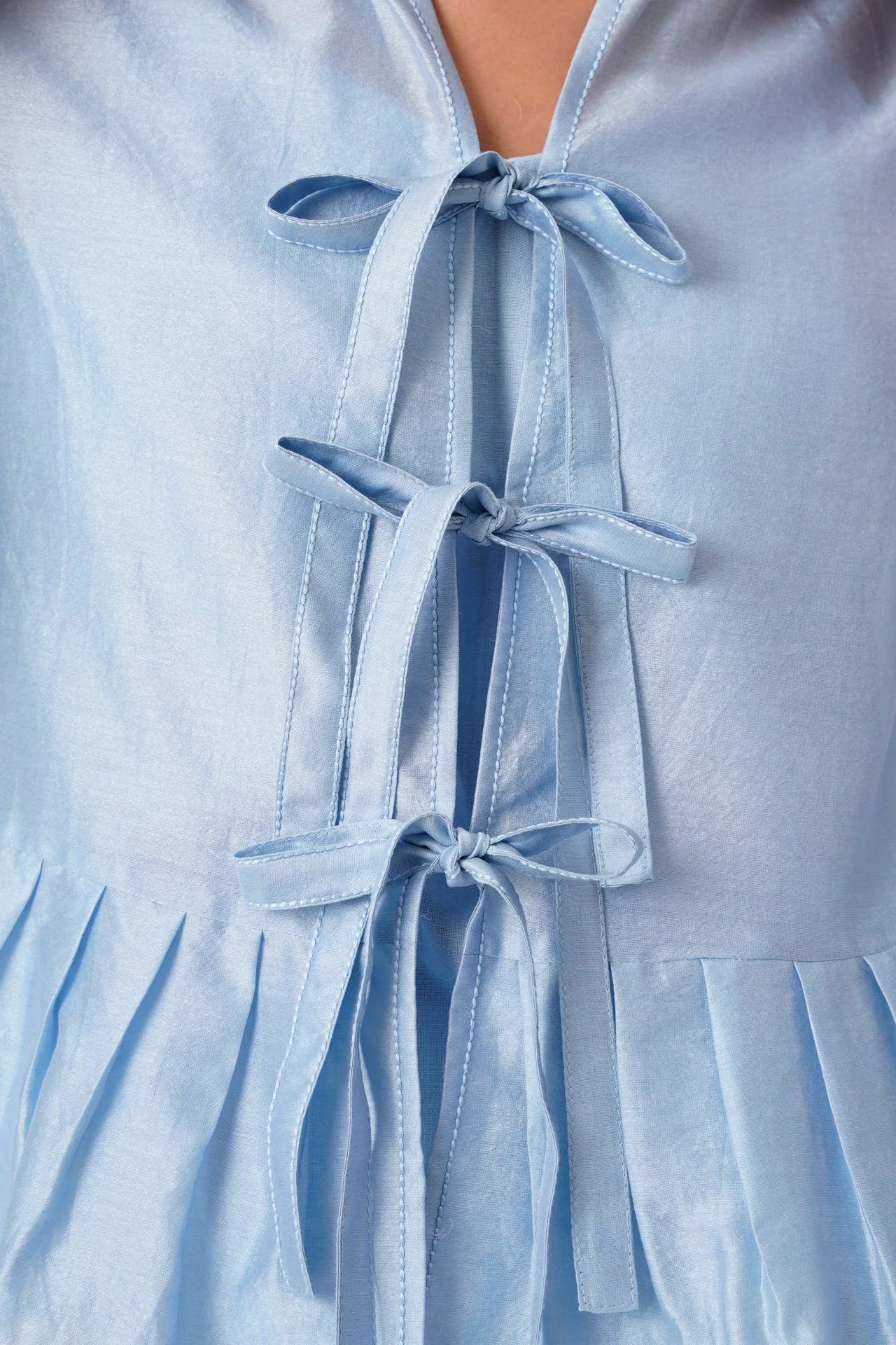 Ice Blue Toni Set - Multi Knot Peplum Top with Slip + Pants - Image 4