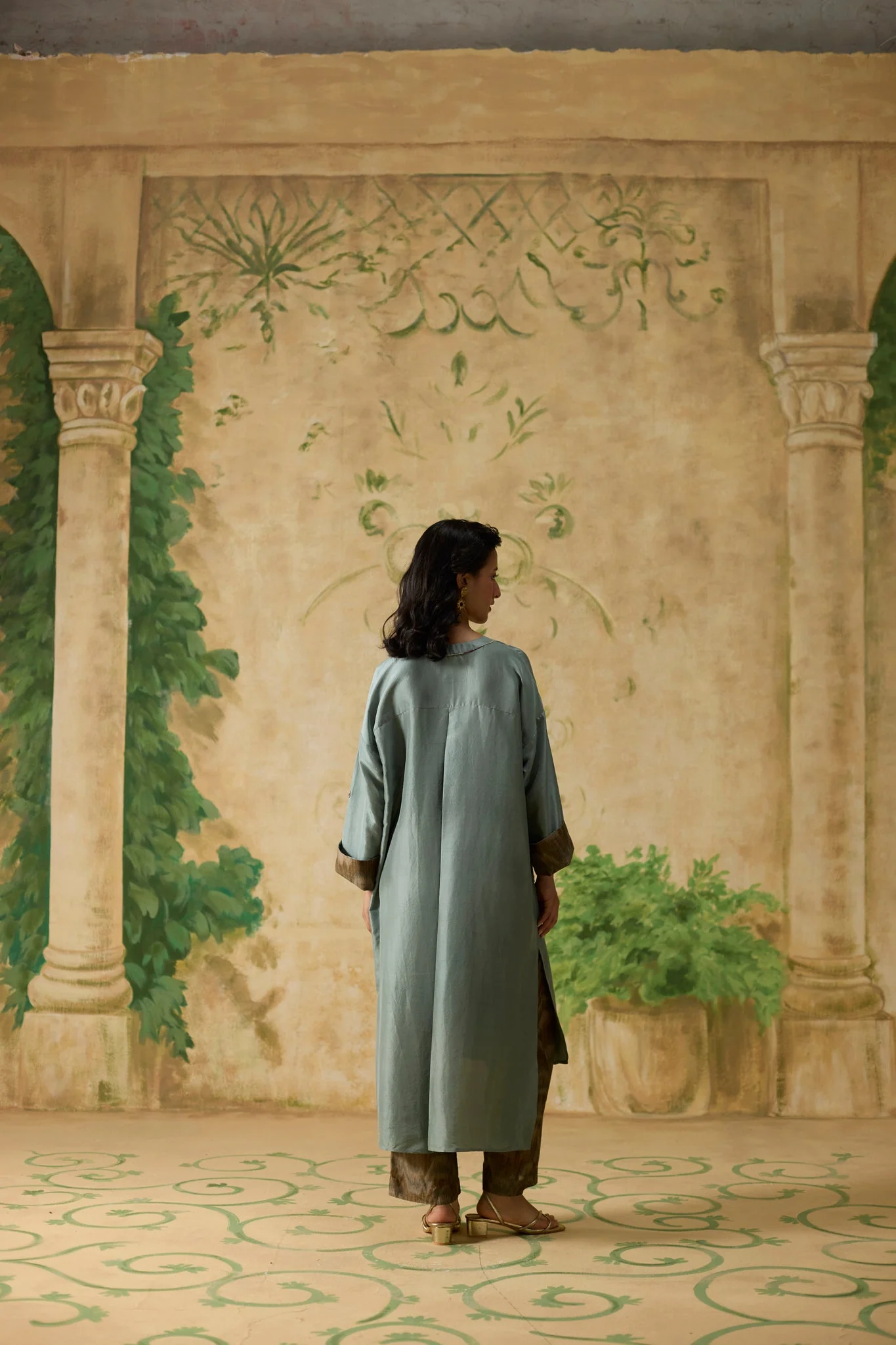 Ikkato Kurta Set - Teal - Image 5