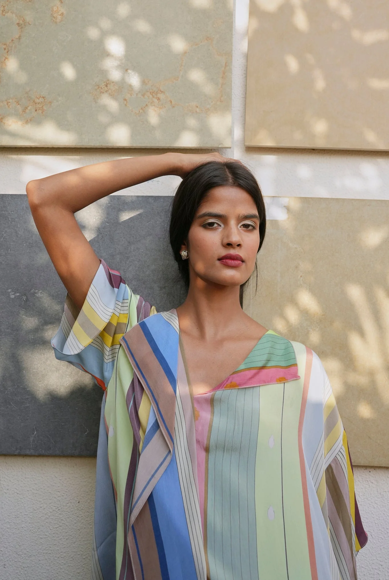 Irina Co-ord Set In Pastel Tamil Stripes Print - Image 4