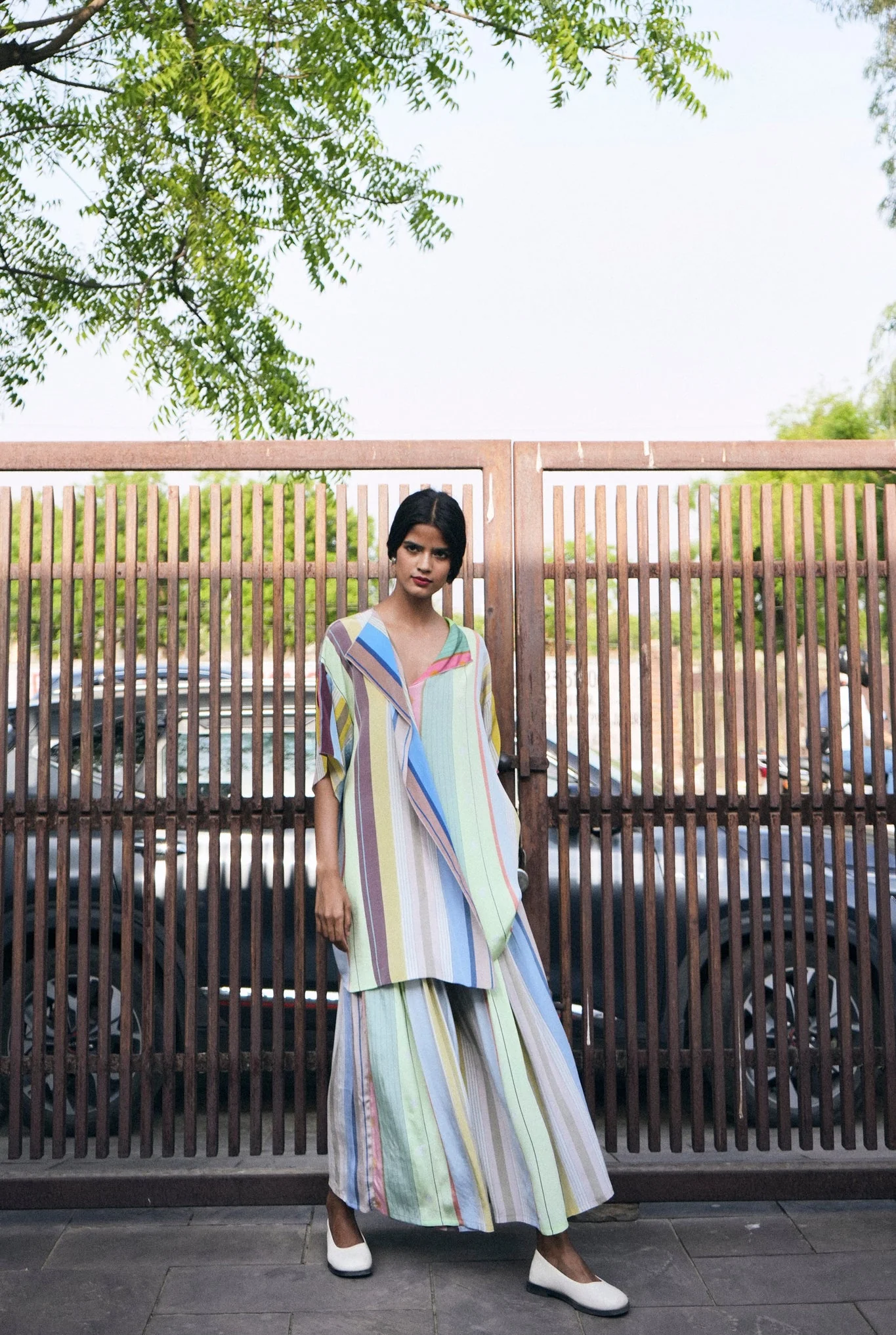Irina Co-ord Set In Pastel Tamil Stripes Print - Image 7