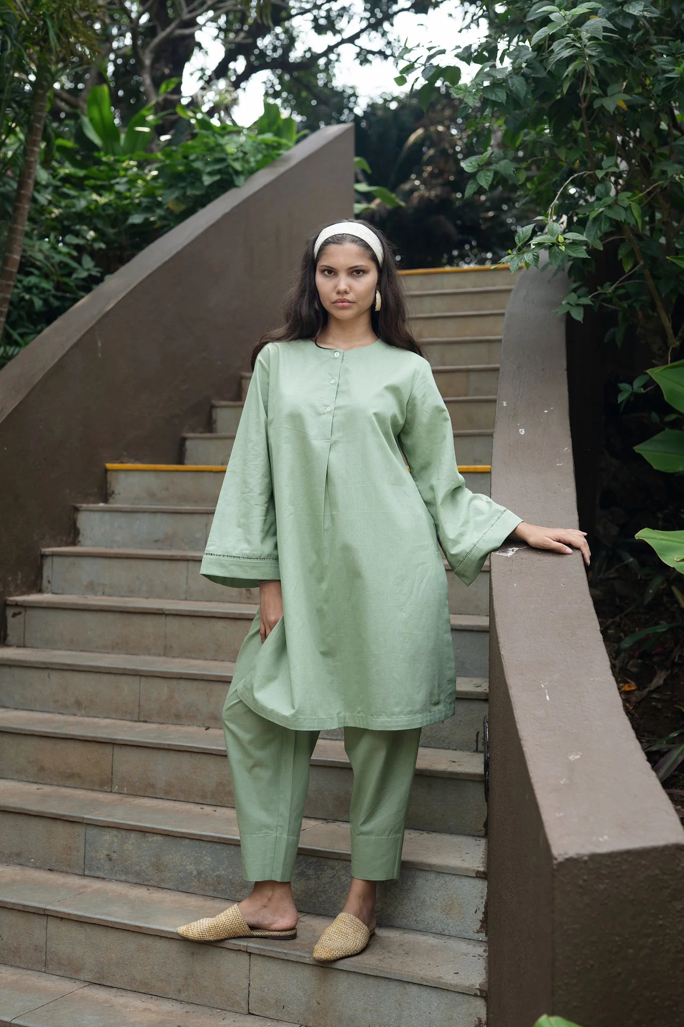 Iris Kurta Set - Olive Green