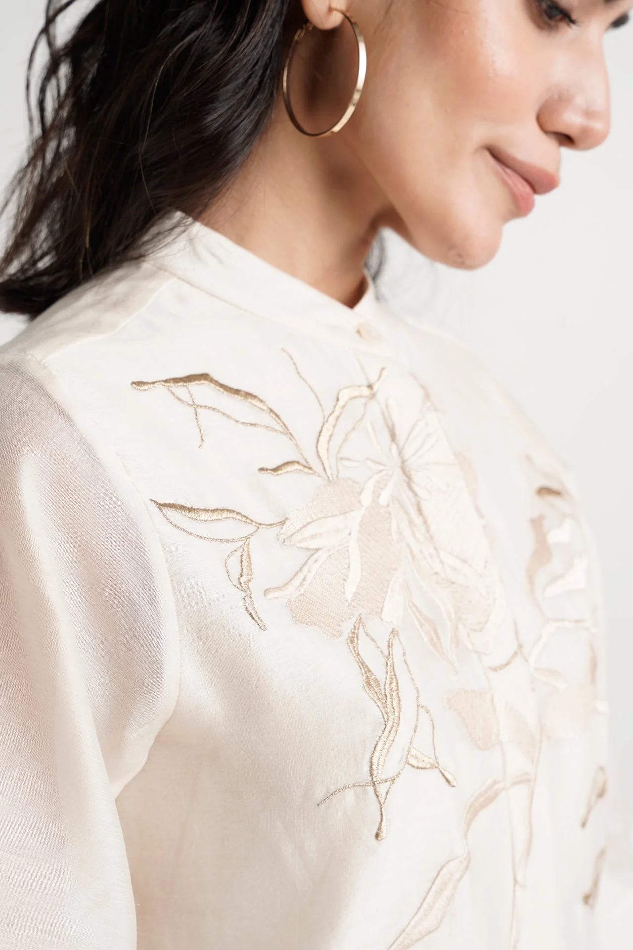 Ivory Abe 2.0 - Tonal Embroidery Peplum Tunic Set - Image 2