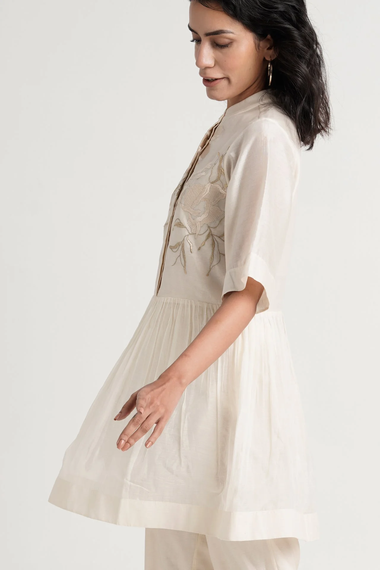 Ivory Abe 2.0 - Tonal Embroidery Peplum Tunic Set - Image 3