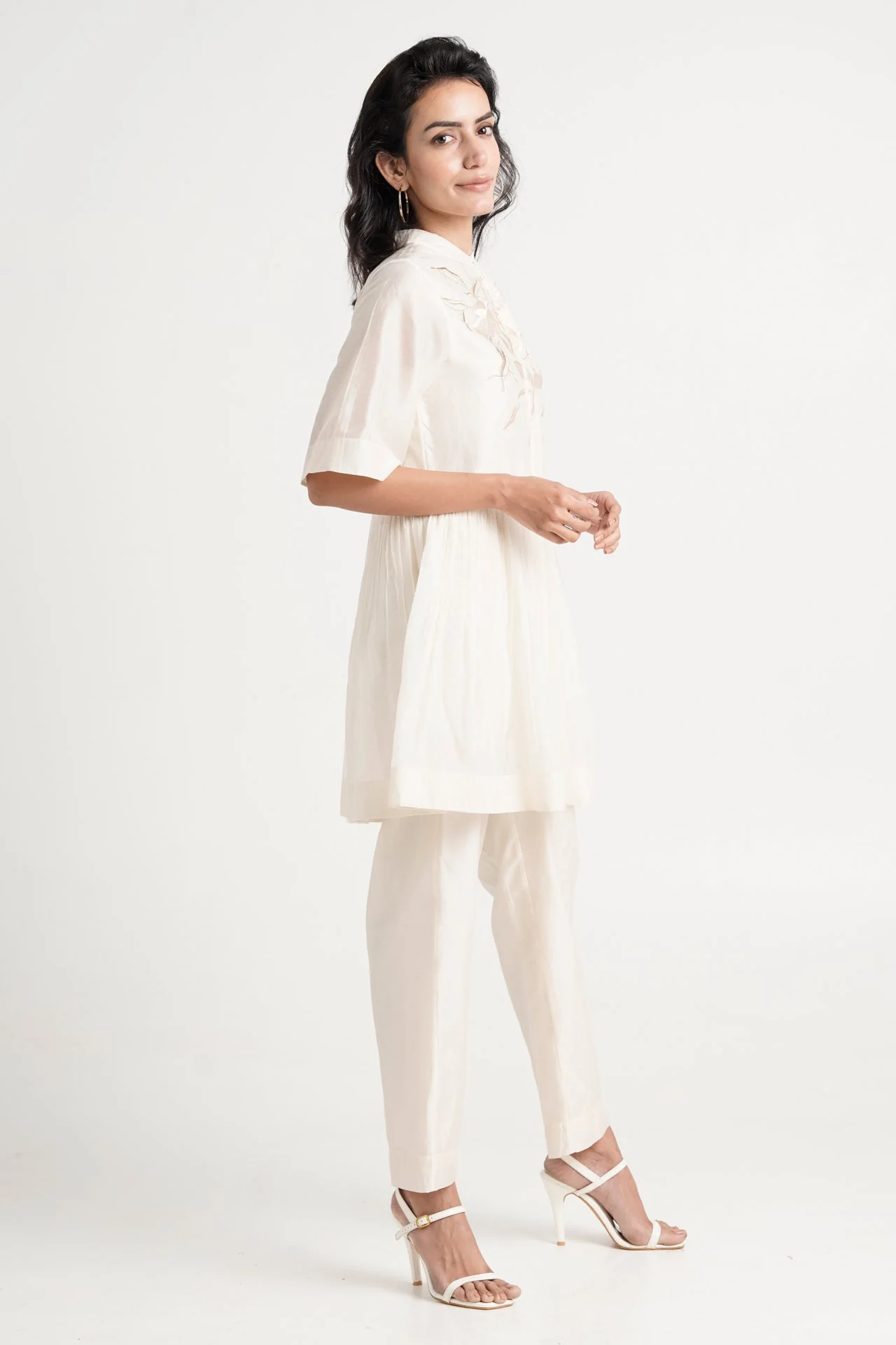 Ivory Abe 2.0 - Tonal Embroidery Peplum Tunic Set - Image 4