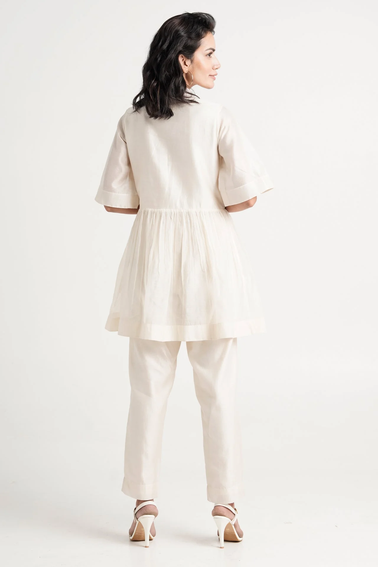 Ivory Abe 2.0 - Tonal Embroidery Peplum Tunic Set - Image 5