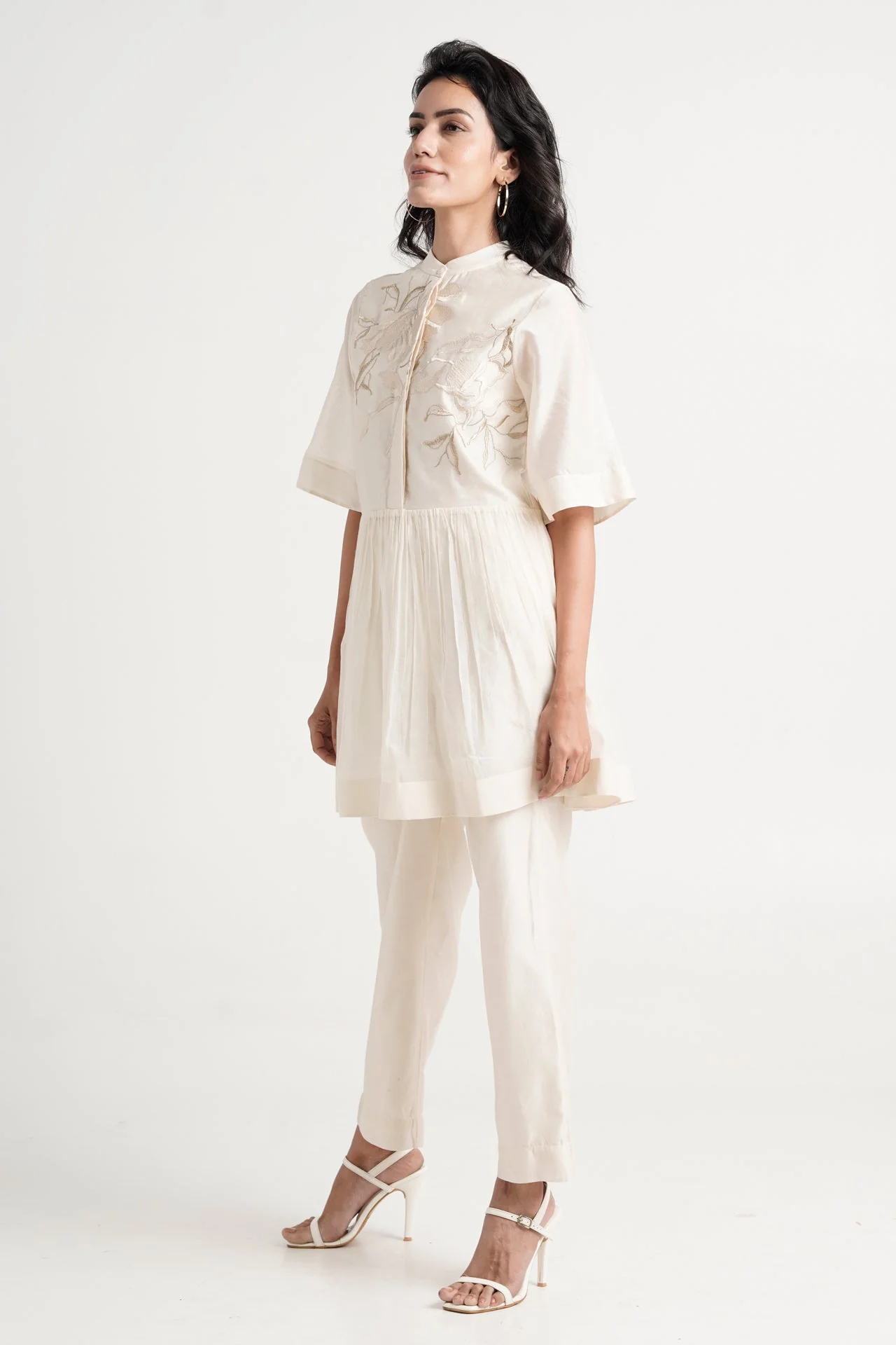 Ivory Abe 2.0 - Tonal Embroidery Peplum Tunic Set - Image 7