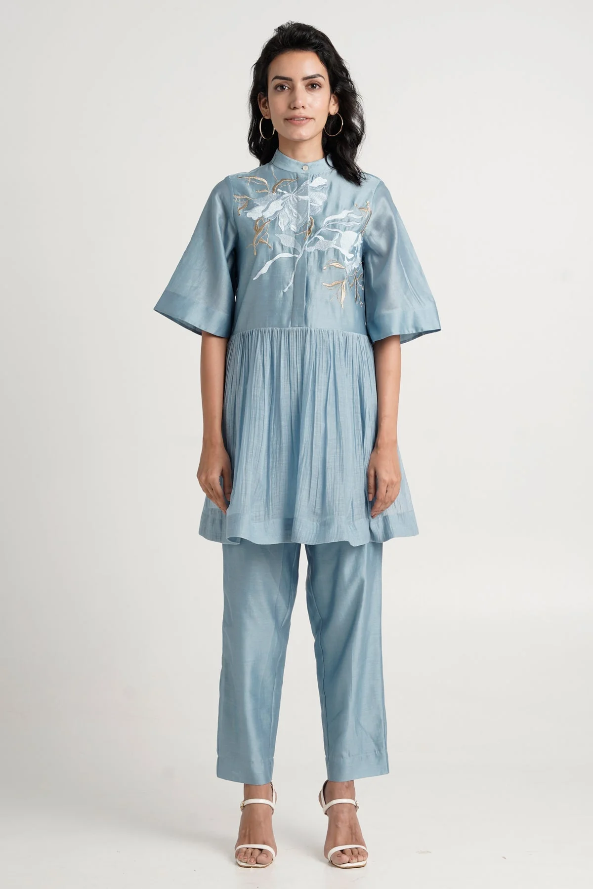 Ivory Abe 2.0 - Tonal Embroidery Peplum Tunic Set - Image 8
