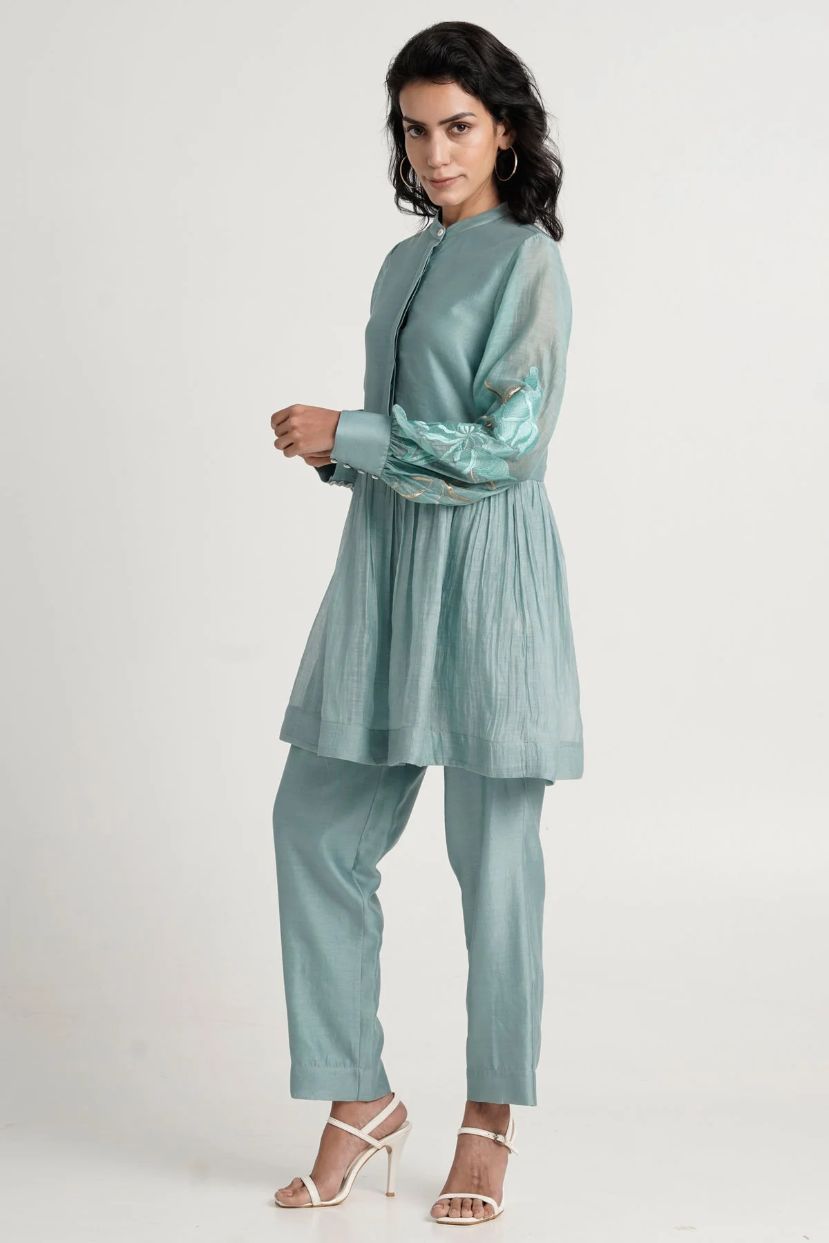Ivory Abe - Micro Gathered Peplum Tunic Set - Image 2