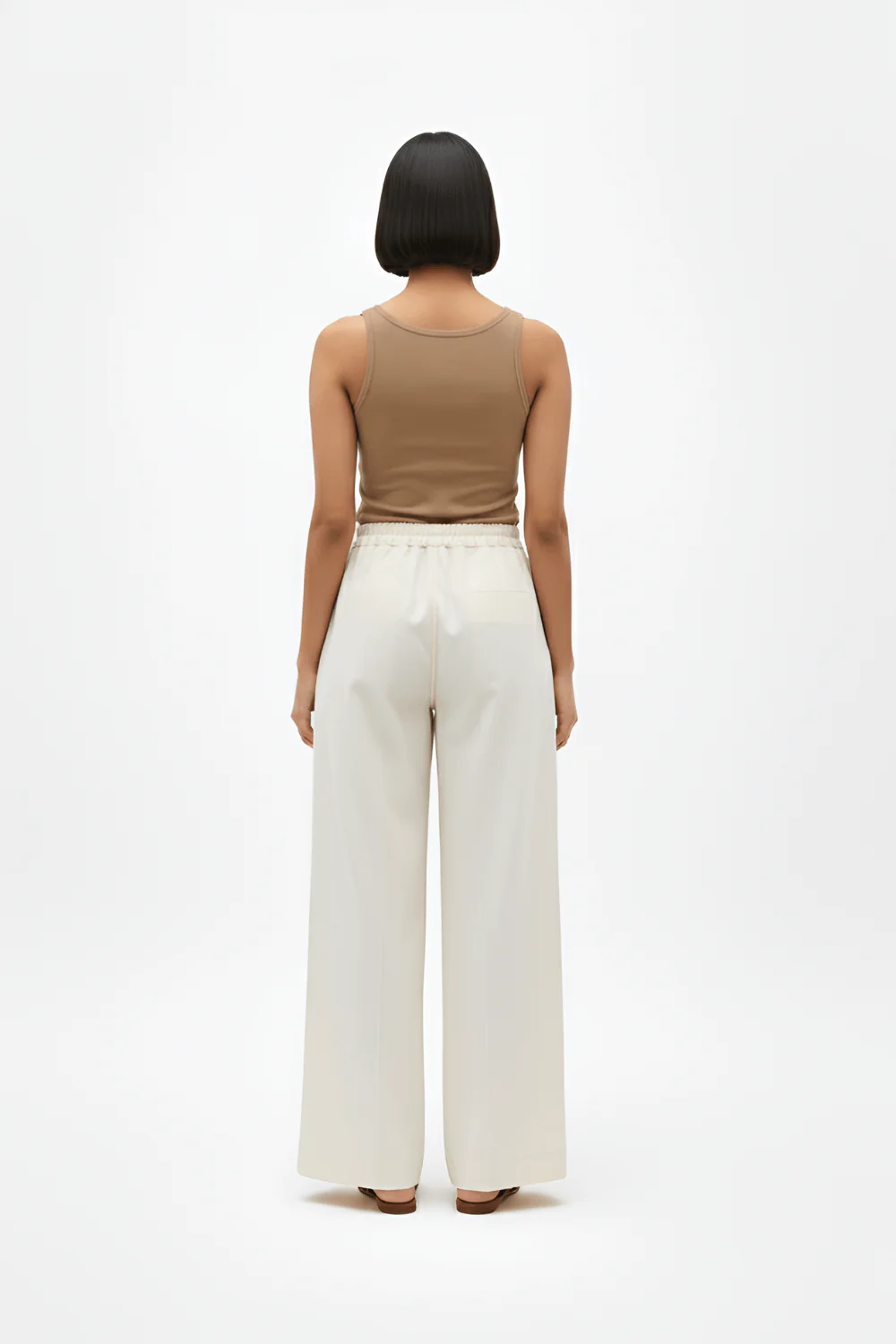 Ivory-Mango Yellow Pintucks Pants - Image 4