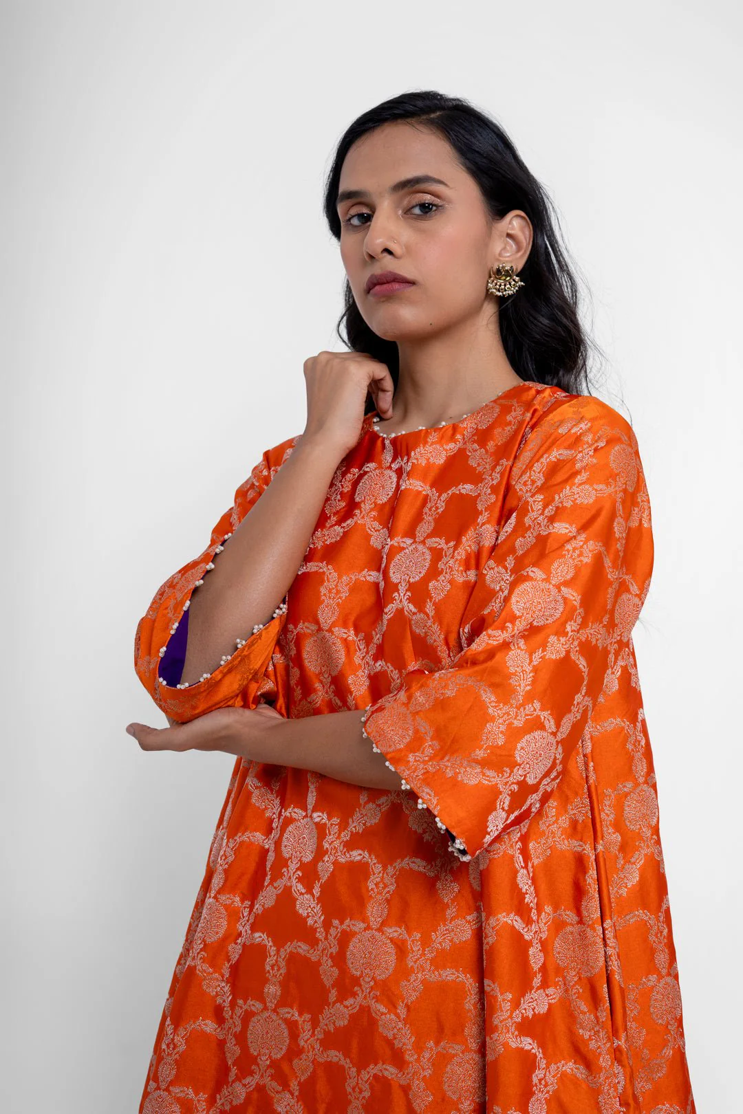 Jaya Kurta Set In Orange - Image 2