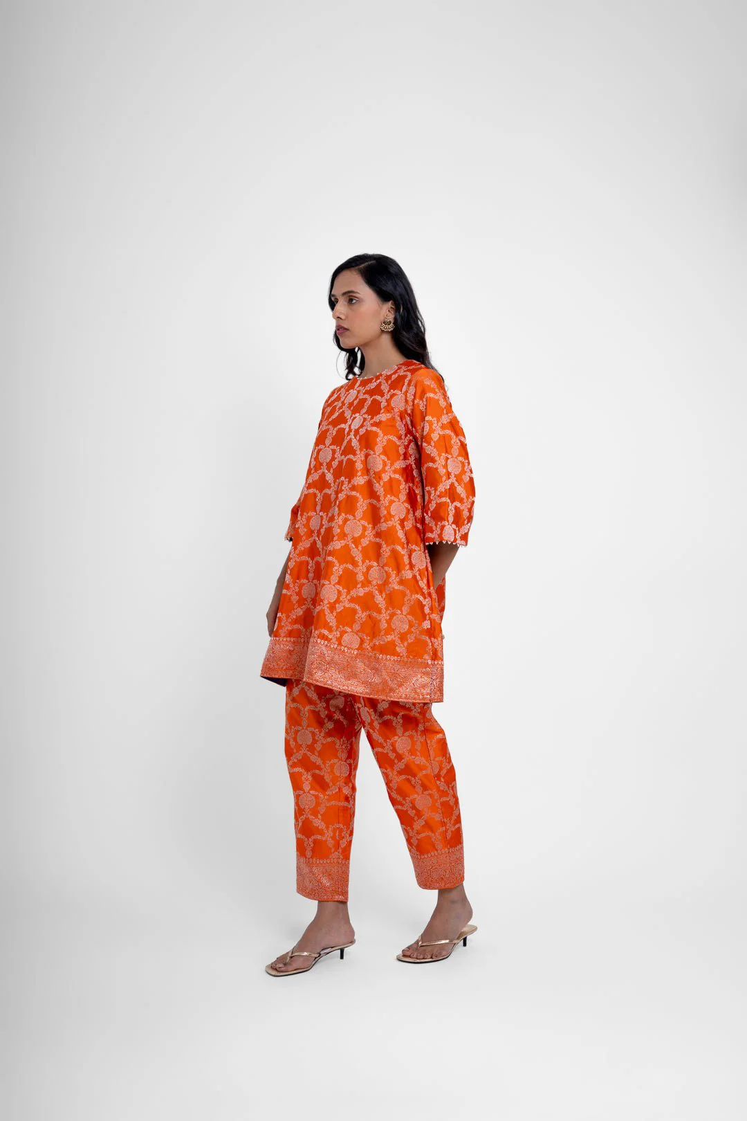 Jaya Kurta Set In Orange - Image 3