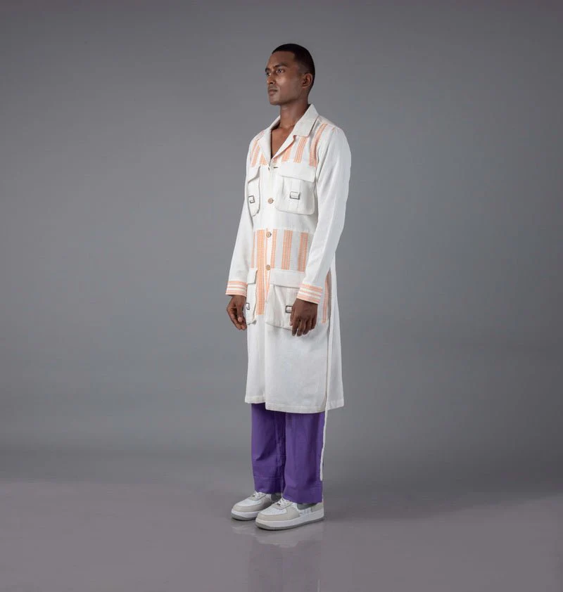 Jharkhand Handloom Textile Unisex Long Shacket - Image 3