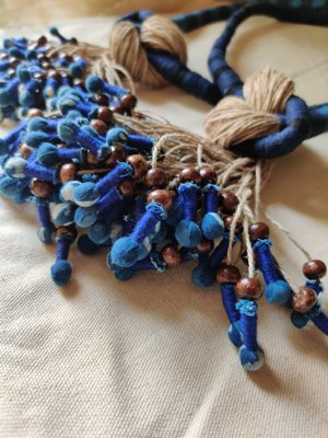Jute Pretzel Neckpiece - Blue - Image 4