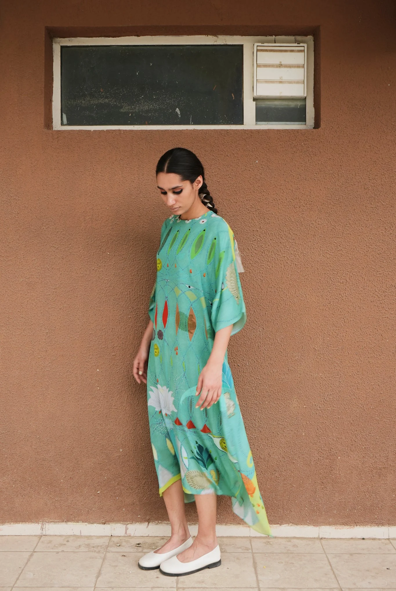 Kaftaan Dress In Chetti Green Print - Image 5