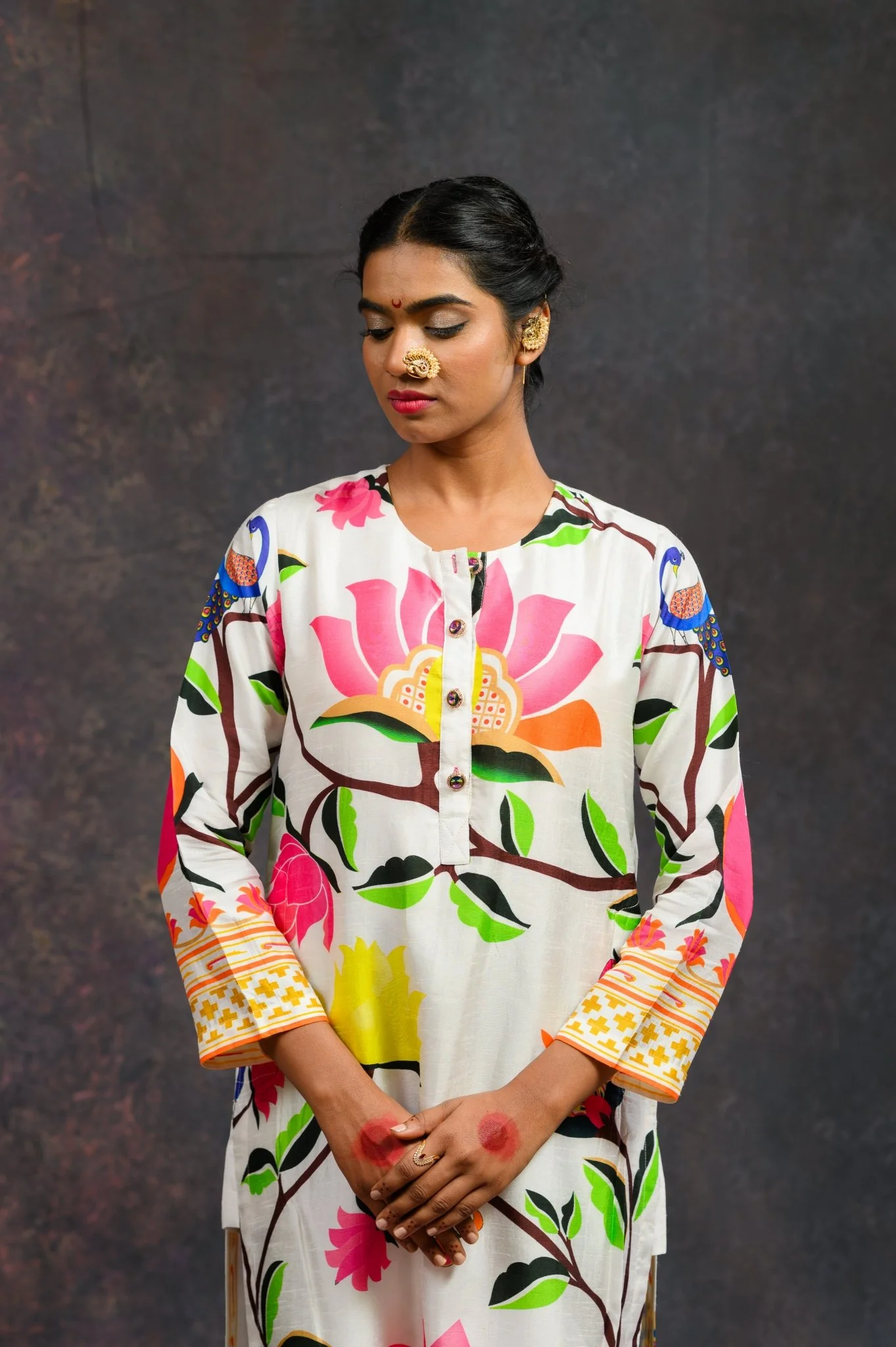 Kalamkari White Kurta Set - Image 2