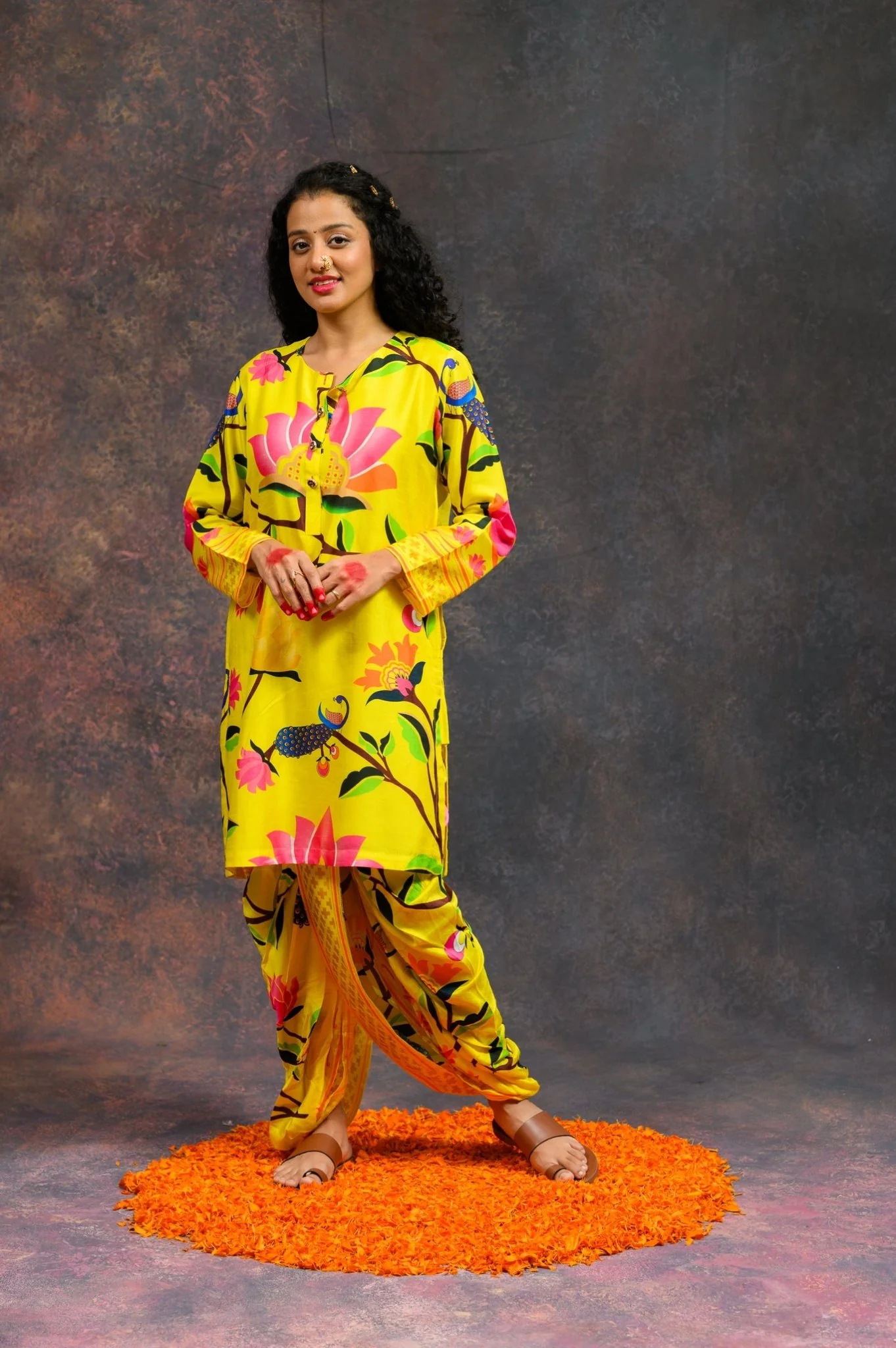 Kalamkari Yellow Kurta Set