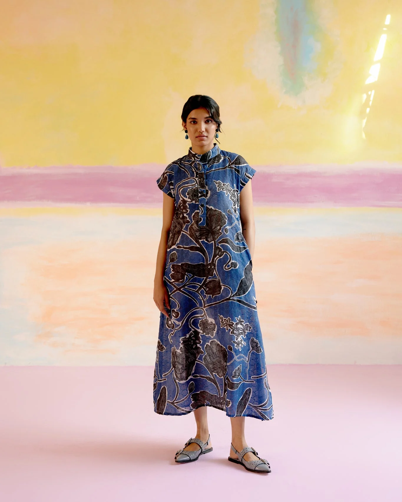 Kara Kaftan Dress - Blue Jardin
