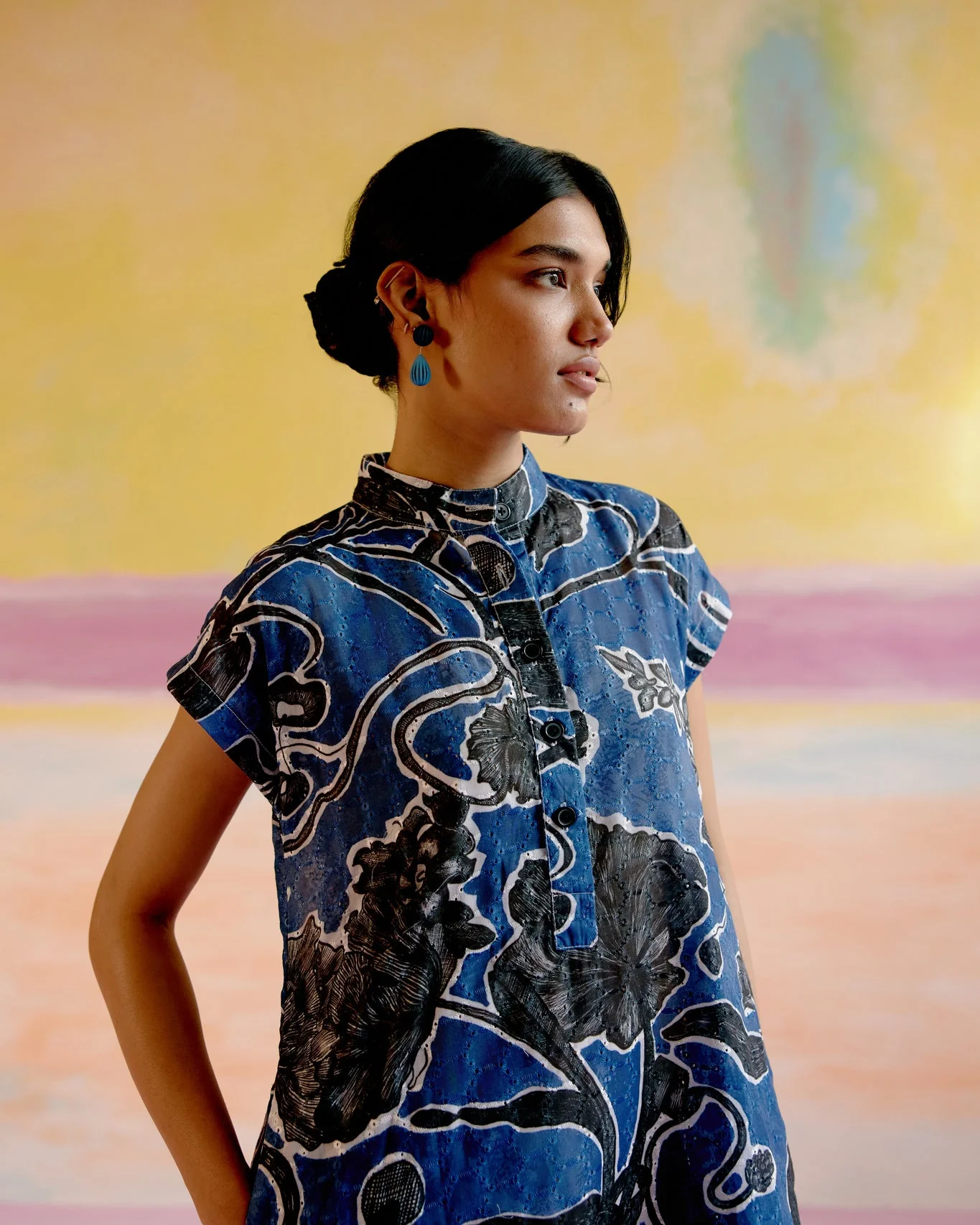 Kara Kaftan Dress - Blue Jardin - Image 2