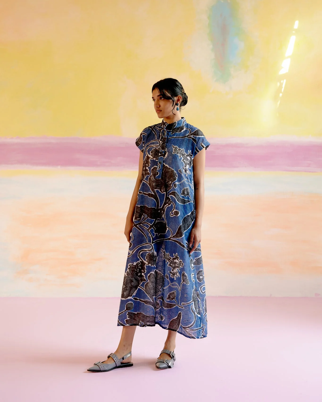 Kara Kaftan Dress - Blue Jardin - Image 3