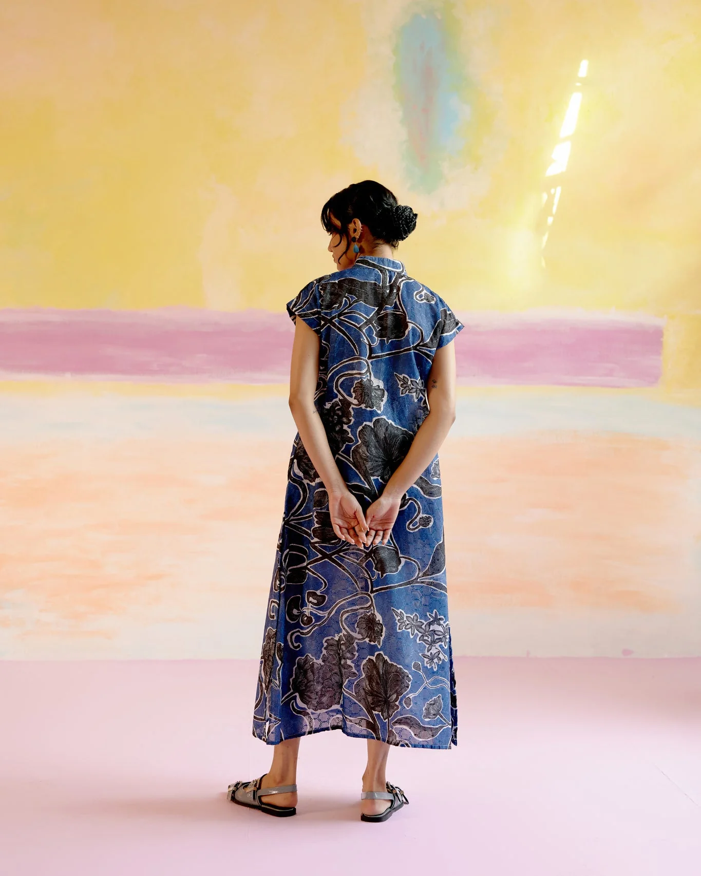 Kara Kaftan Dress - Blue Jardin - Image 4