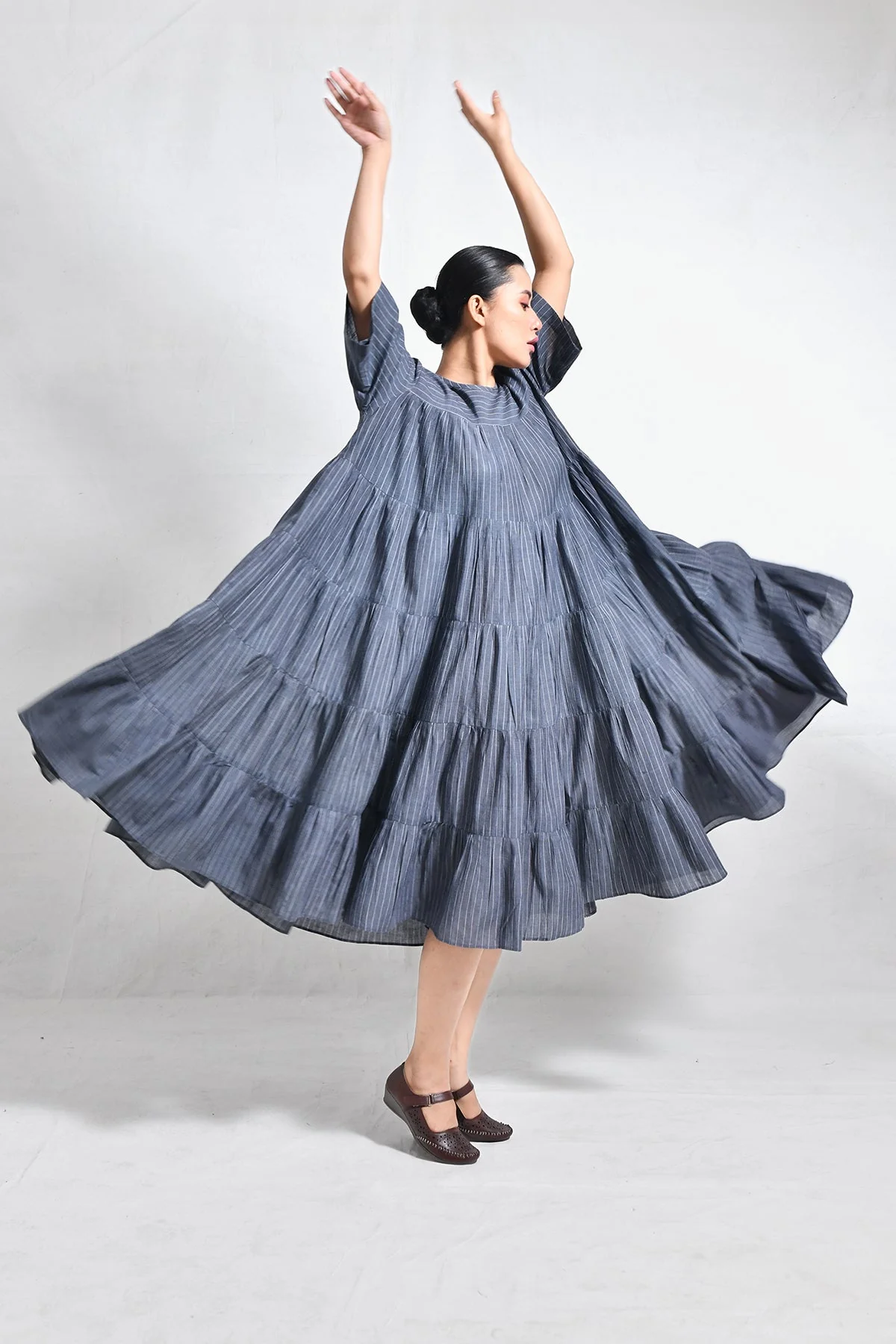Khadi Striped Tier Dress - Image 2
