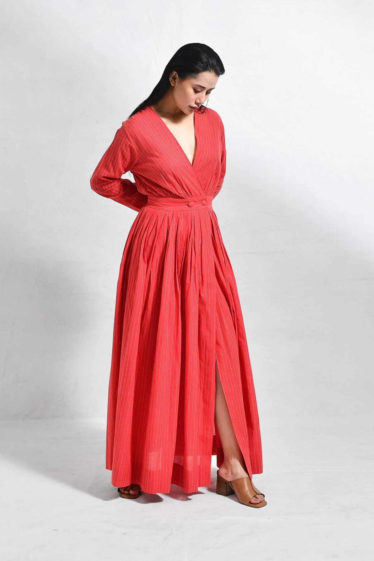 Khadi Stripes Wrap Dress - Image 2