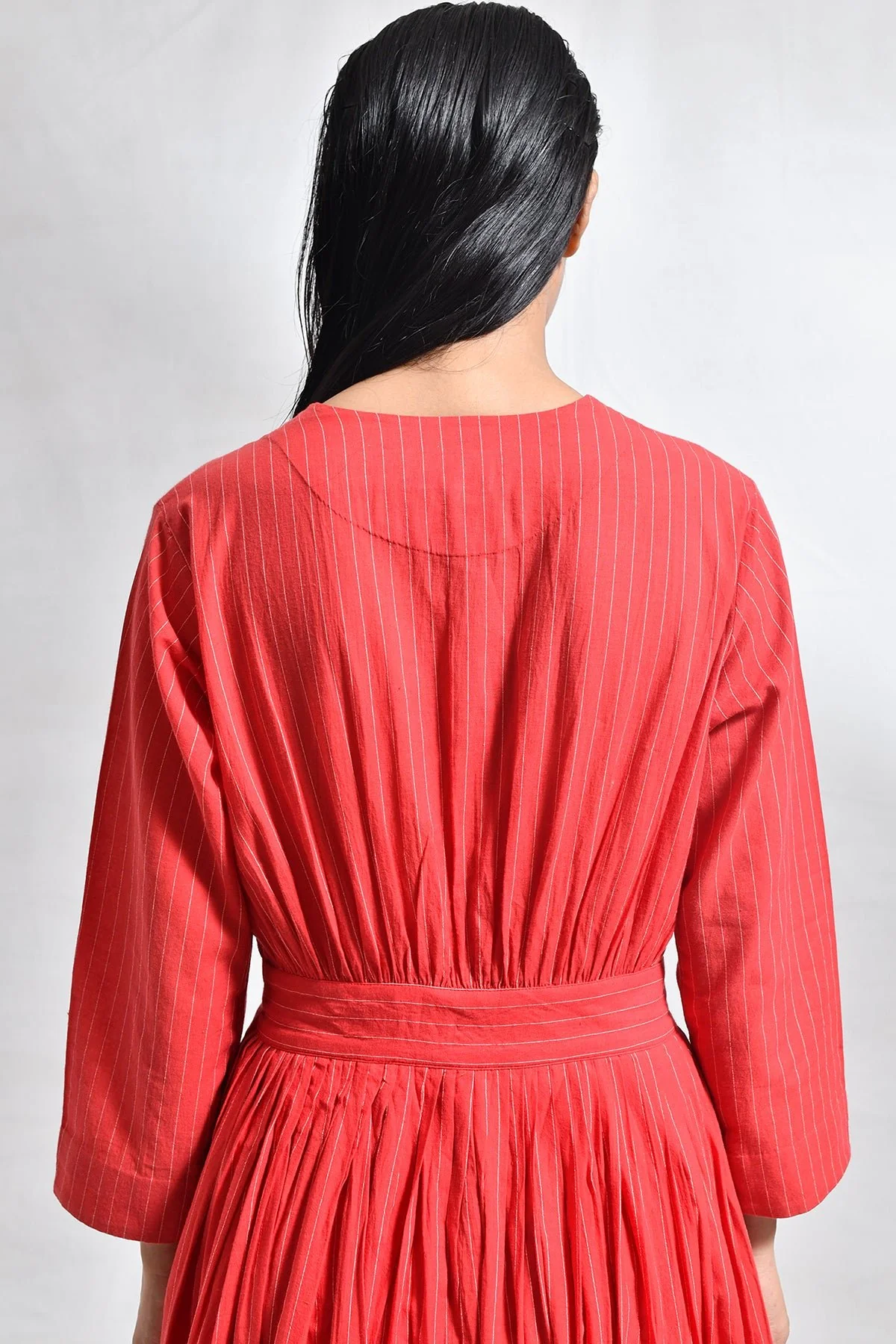 Khadi Stripes Wrap Dress - Image 3