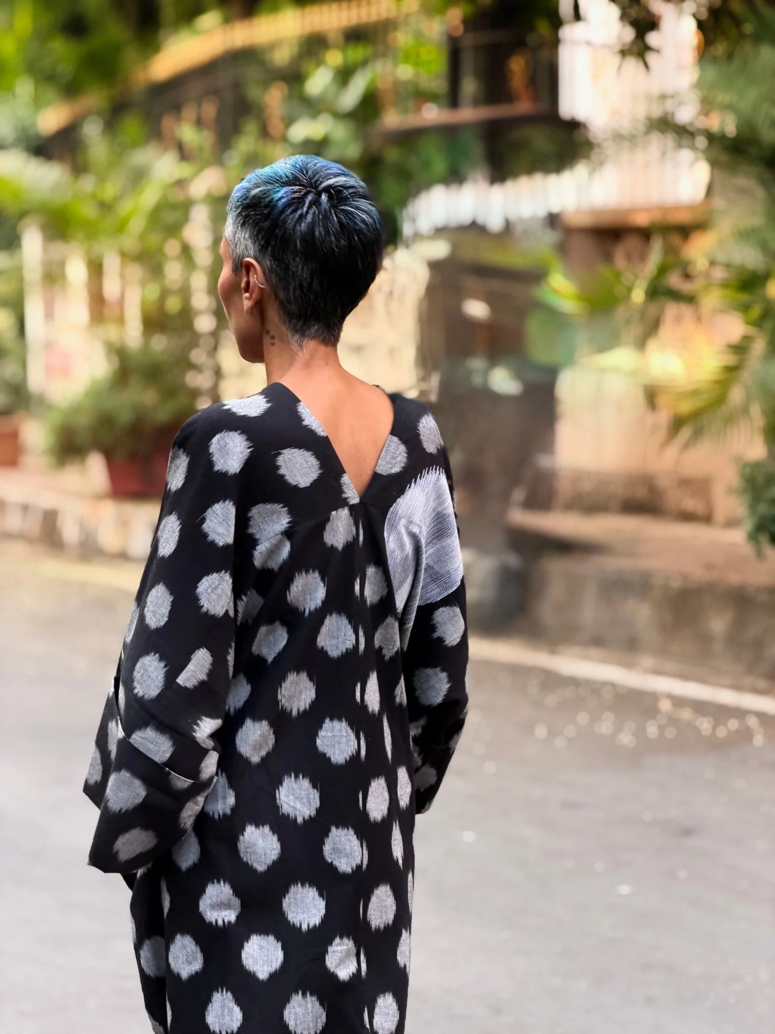 Kimono Tunic in Black Ikat - Image 5