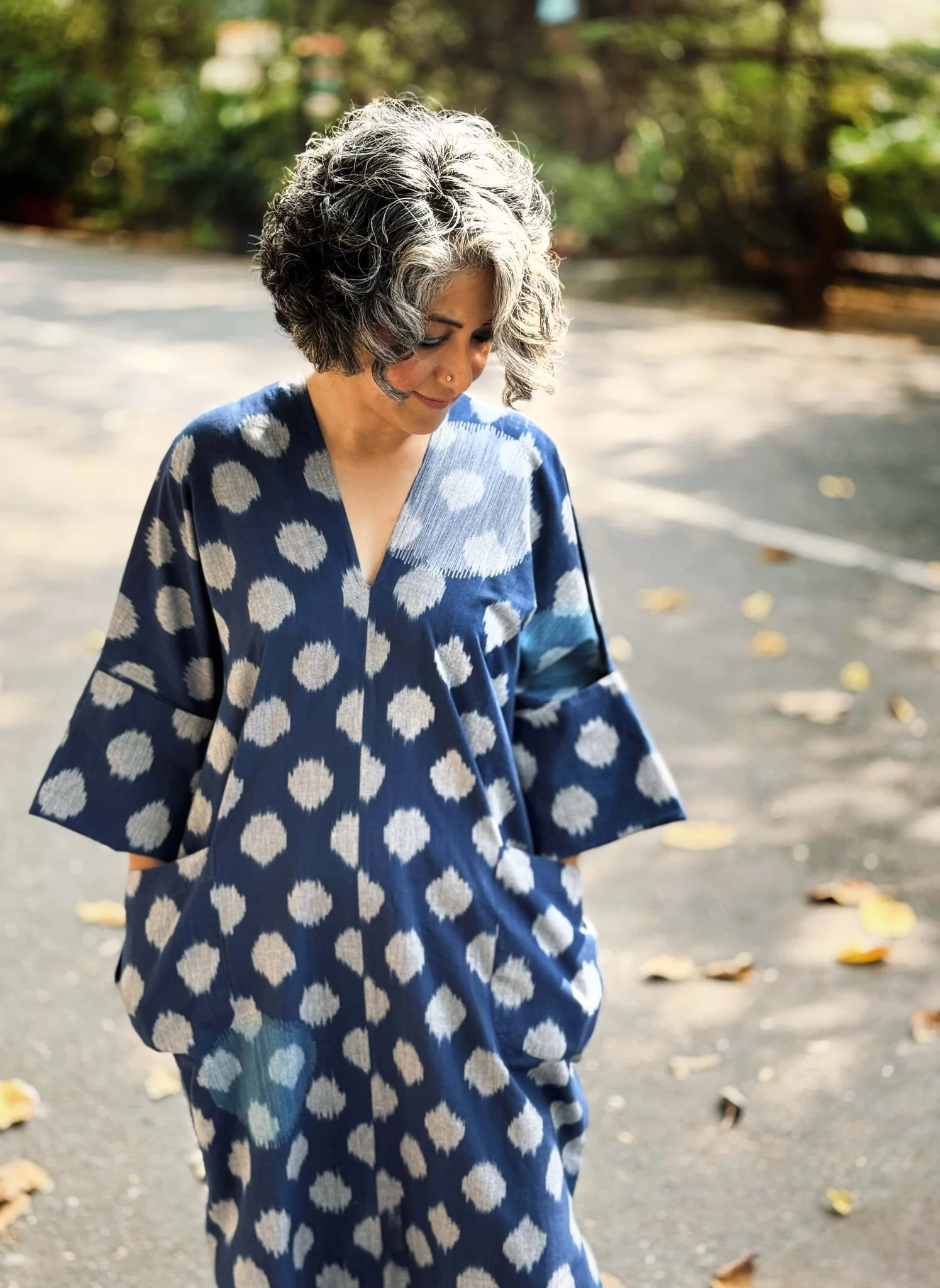 Kimono Tunic in Blue Ikat - Image 4