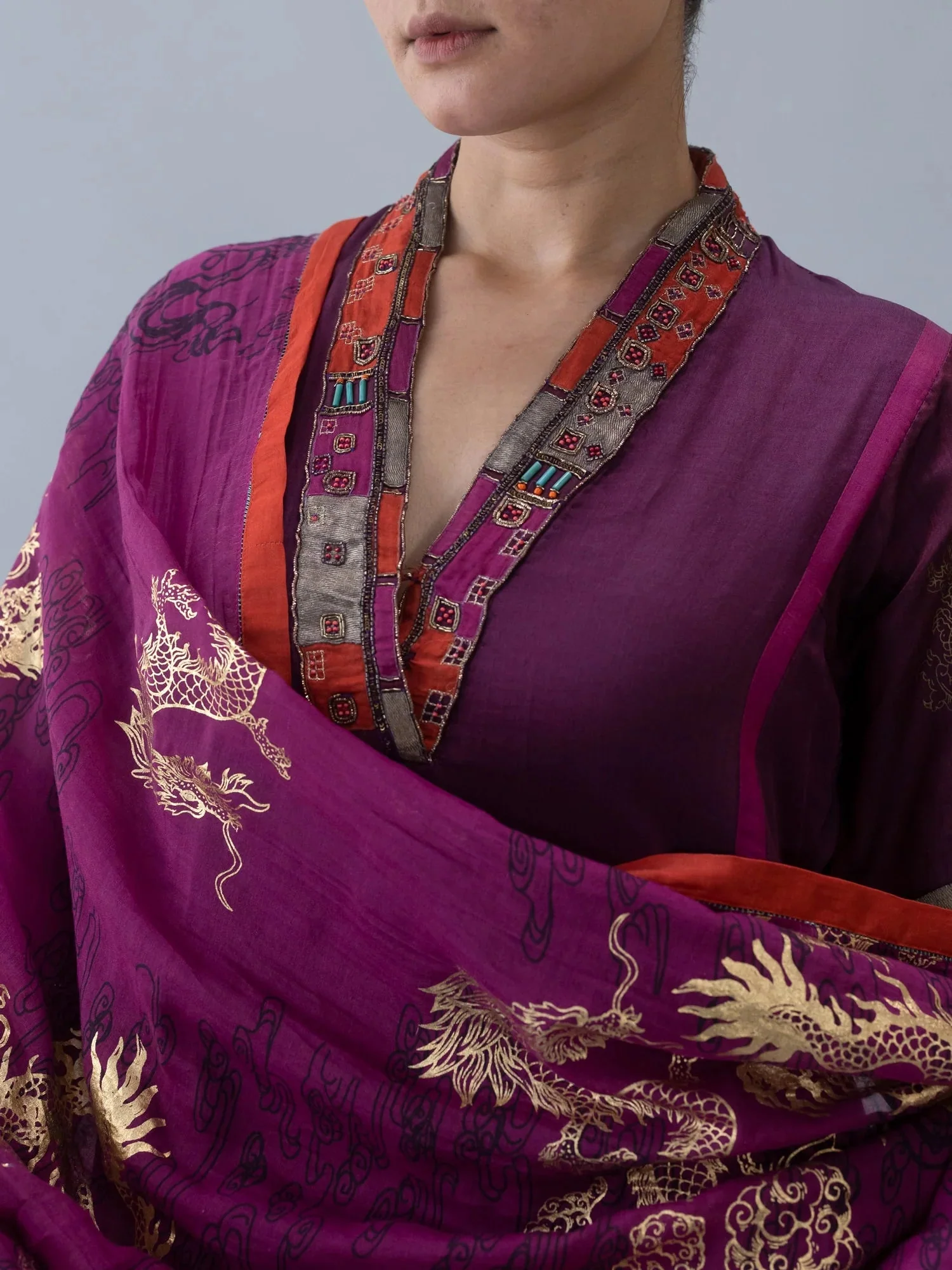 Kora Wine Dupatta - Image 2