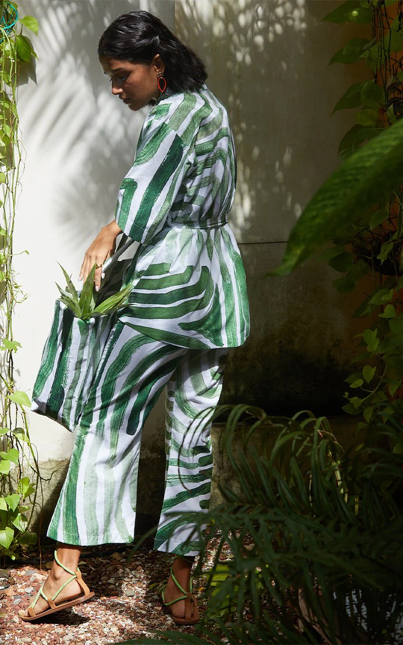 Kyoto Set Full In Green Abstract Print - Image 3